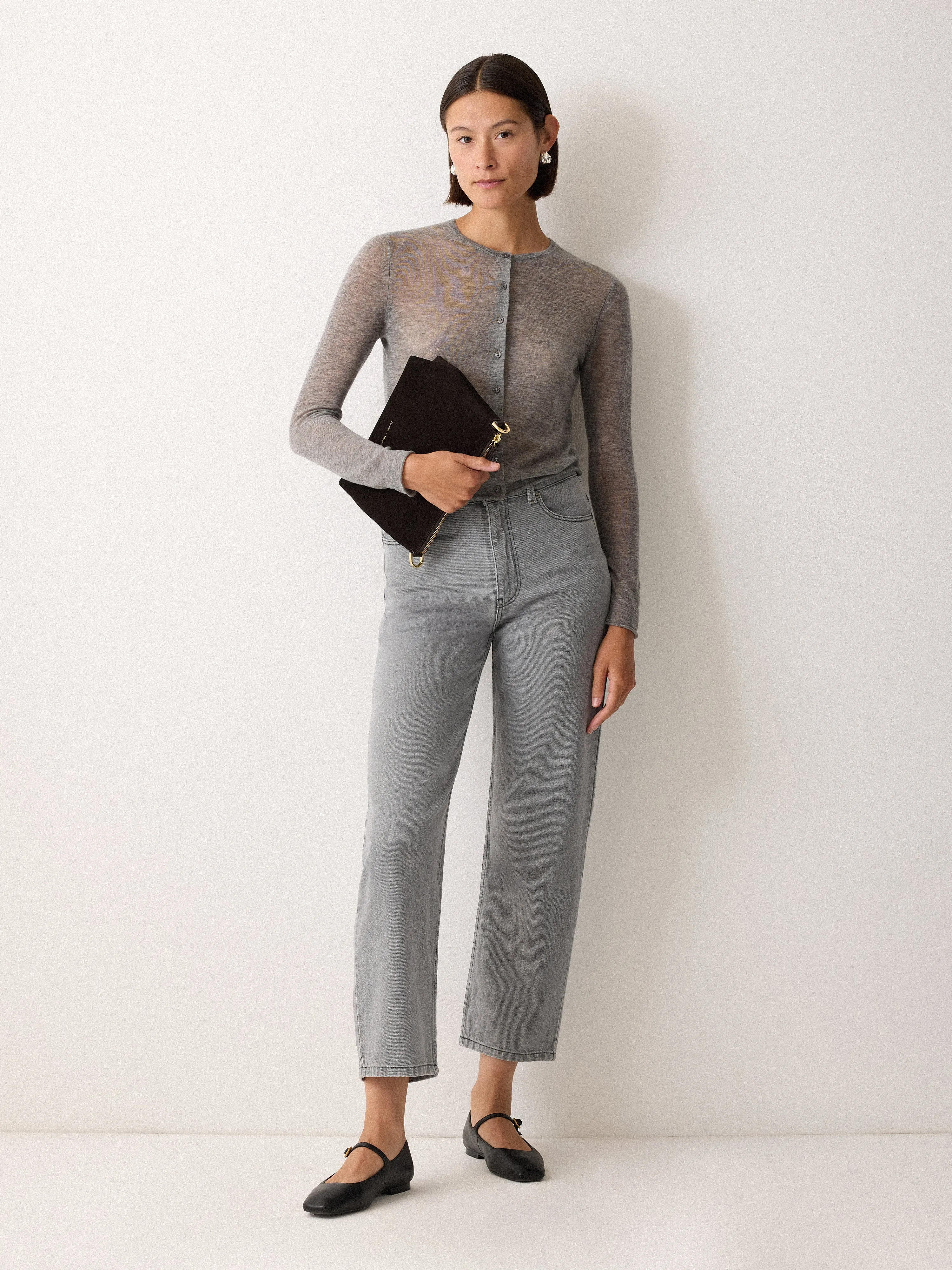 Tissue Wool Cardigan | Grey sold by Jigsaw