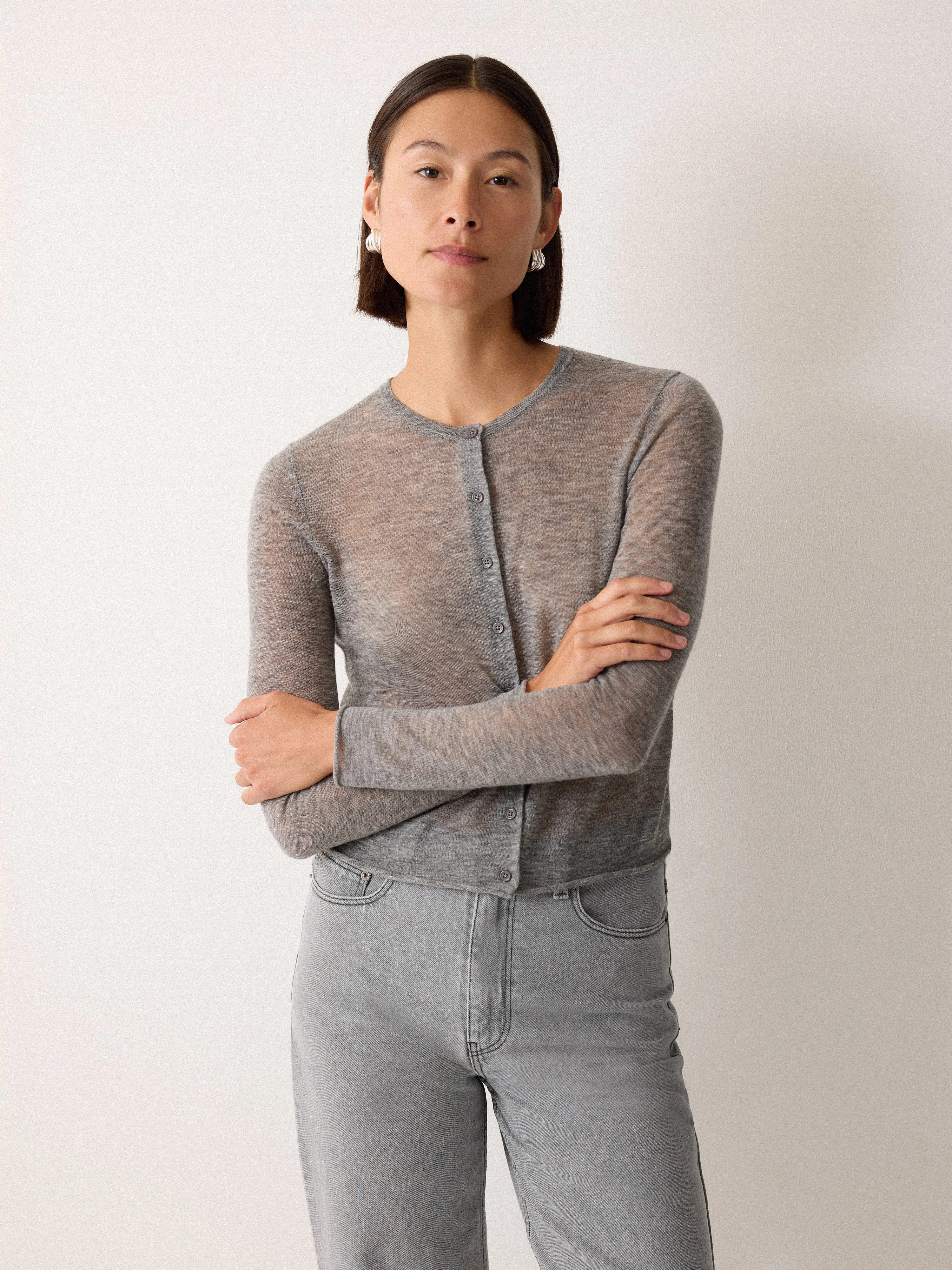 Tissue Wool Cardigan | Grey sold by Jigsaw product image thumbnail 3