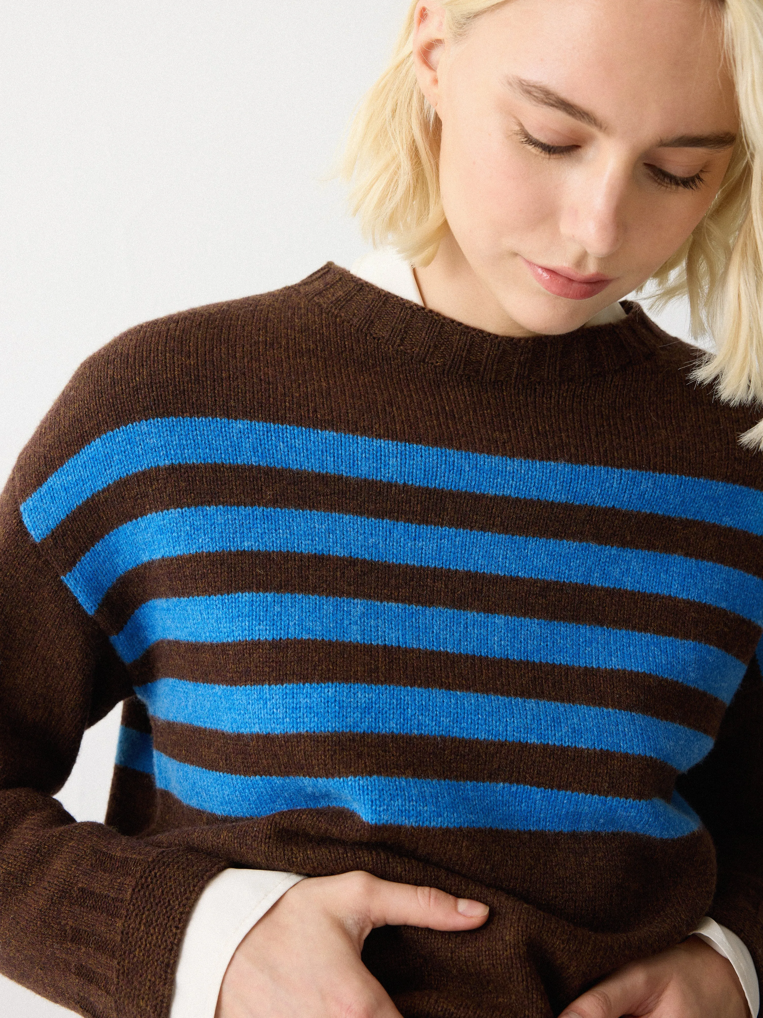 Stripe Guernsey Jumper | Brown sold by Jigsaw product image thumbnail 2