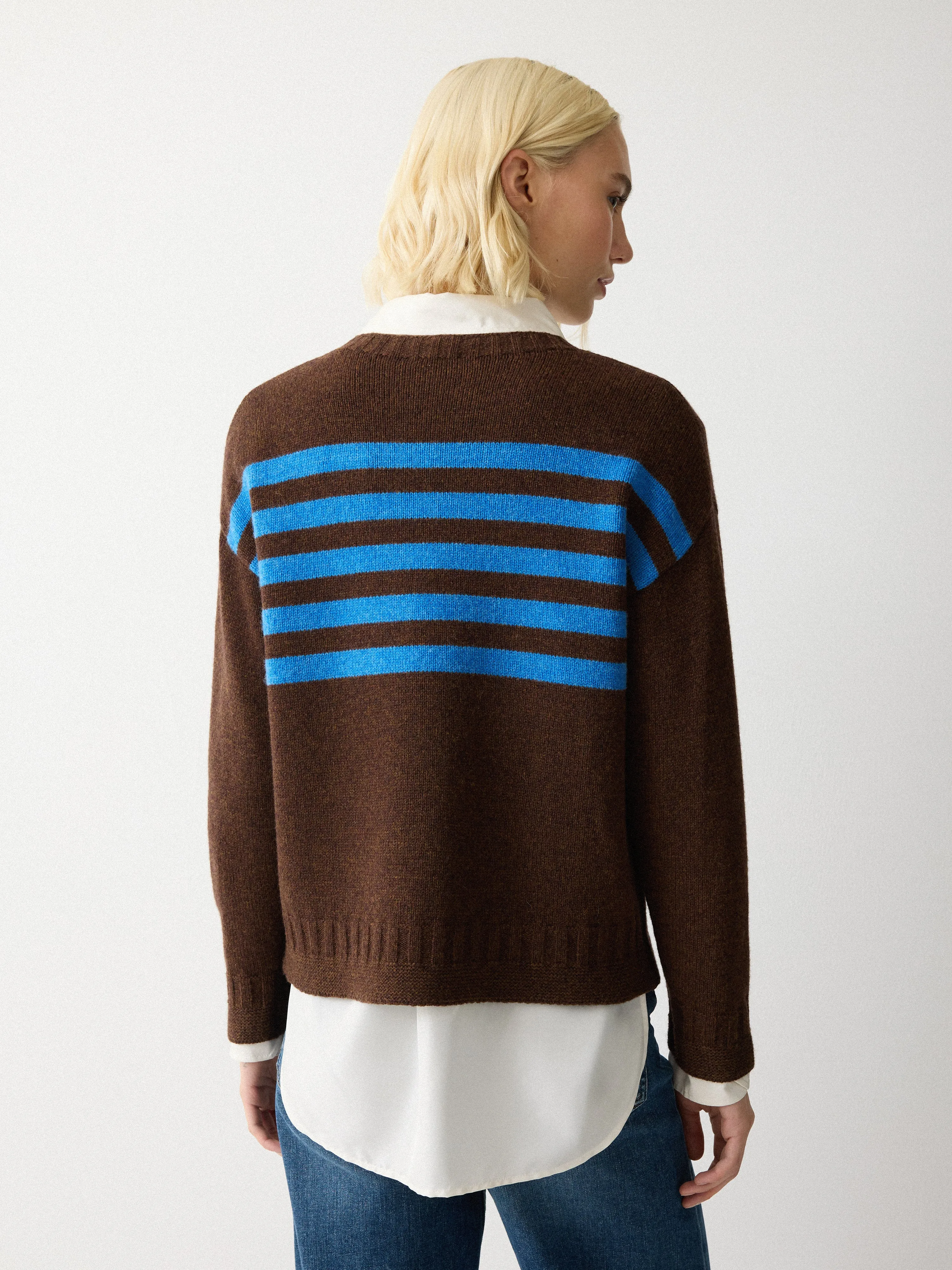 Stripe Guernsey Jumper | Brown sold by Jigsaw product image thumbnail 4