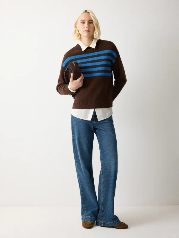 Stripe Guernsey Jumper | Brown sold by Jigsaw