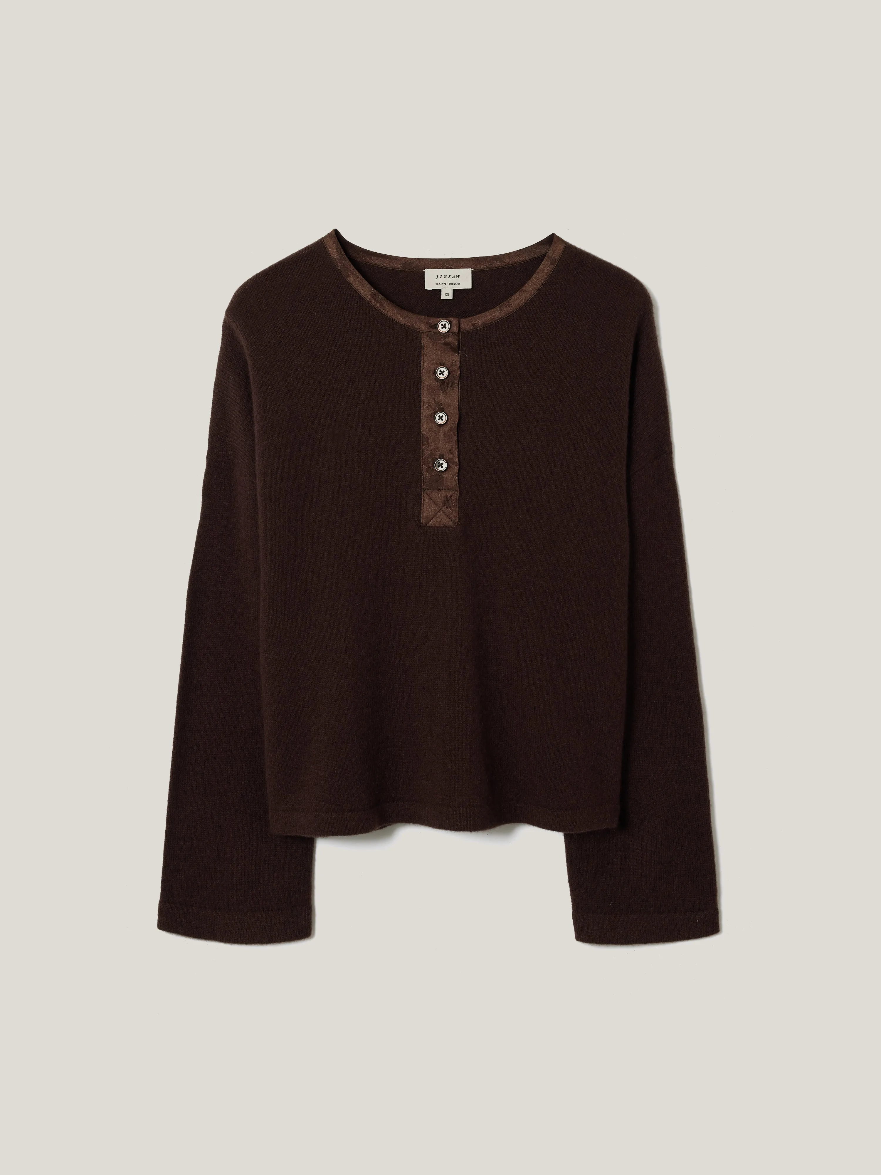 Wool Blend Satin Trim Top | Brown sold by Jigsaw product image thumbnail 5