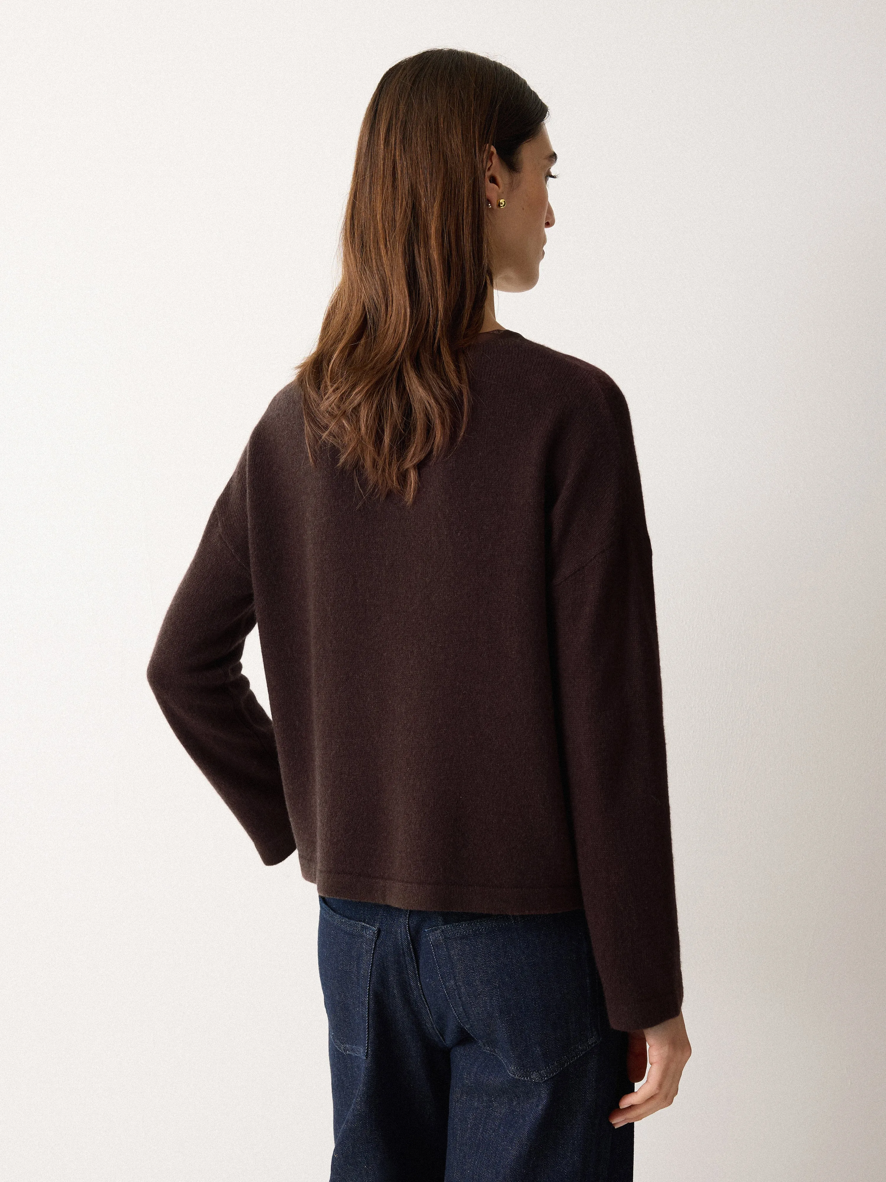 Wool Blend Satin Trim Top | Brown sold by Jigsaw product image thumbnail 4