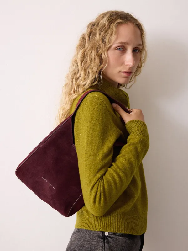 Mini Heckfield Suede Tote | Burgundy made by Jigsaw