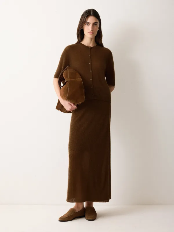 Soft Gauzy Knit Skirt | Brown sold by Jigsaw