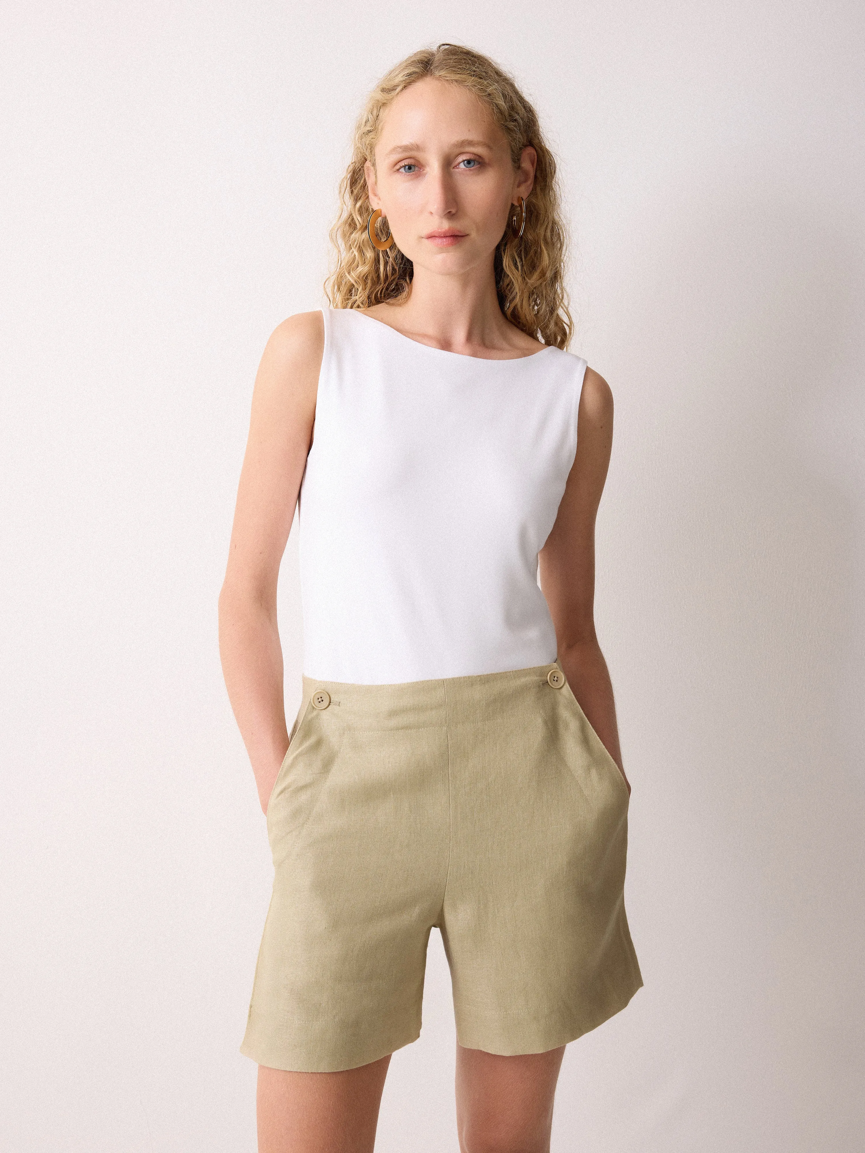 Irish Linen Sailor Short | Sand sold by Jigsaw product image thumbnail 4