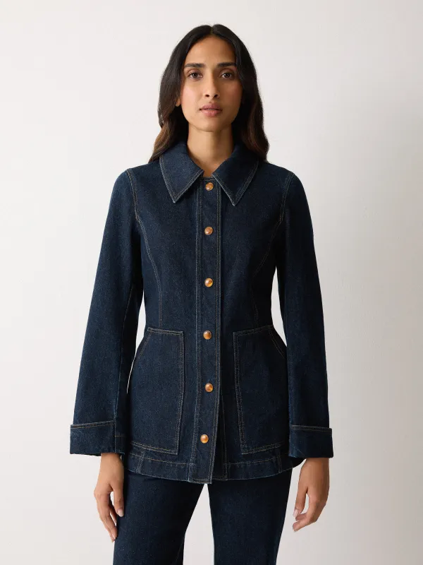 Denim Tailored Panelled Jacket | Indigo sold by Jigsaw