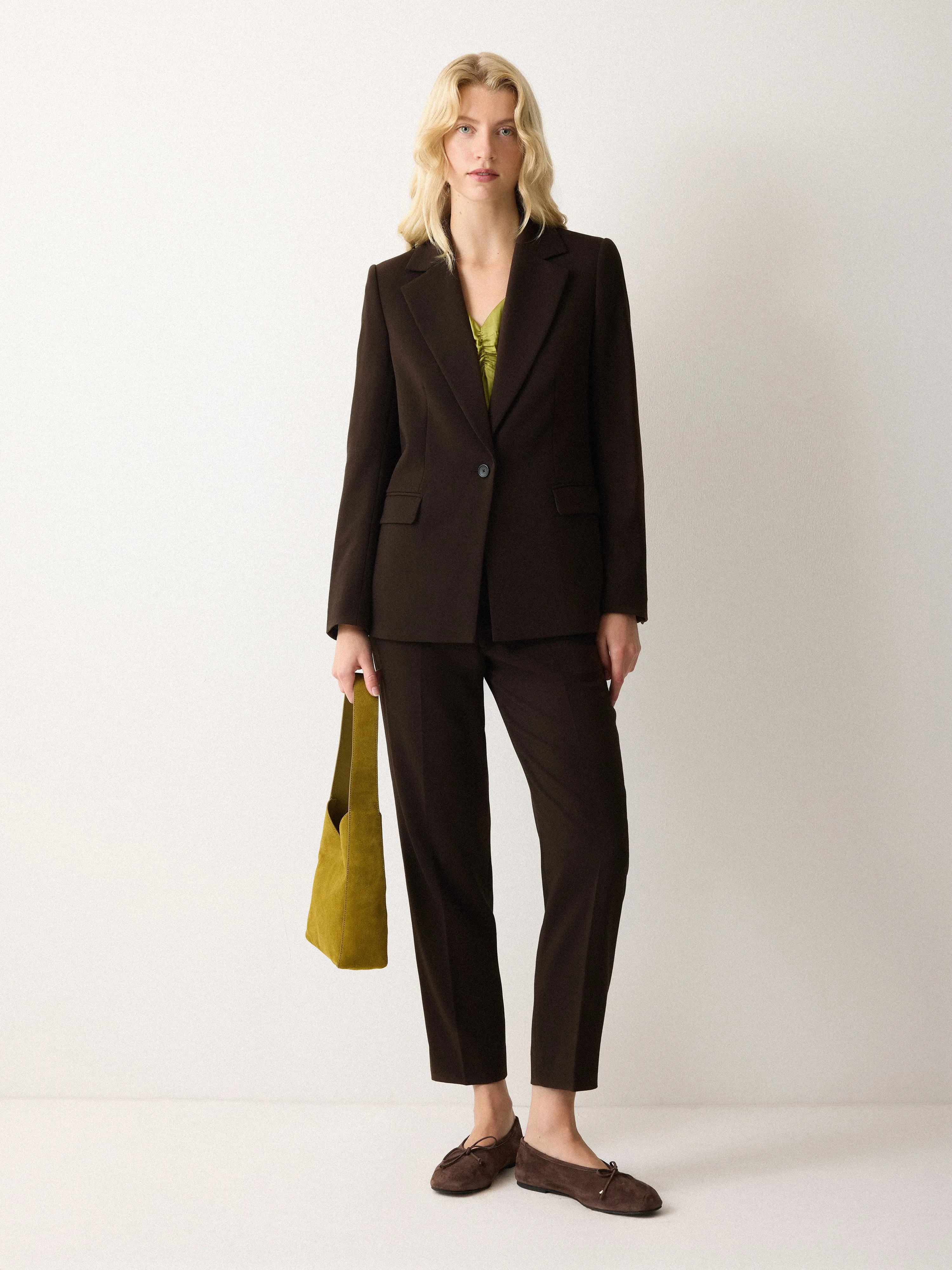 Lisson Crepe Trouser | Brown sold by Jigsaw