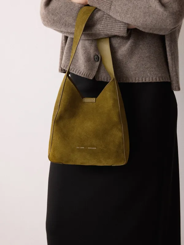 Mini Heckfield Suede Tote | Green sold by Jigsaw