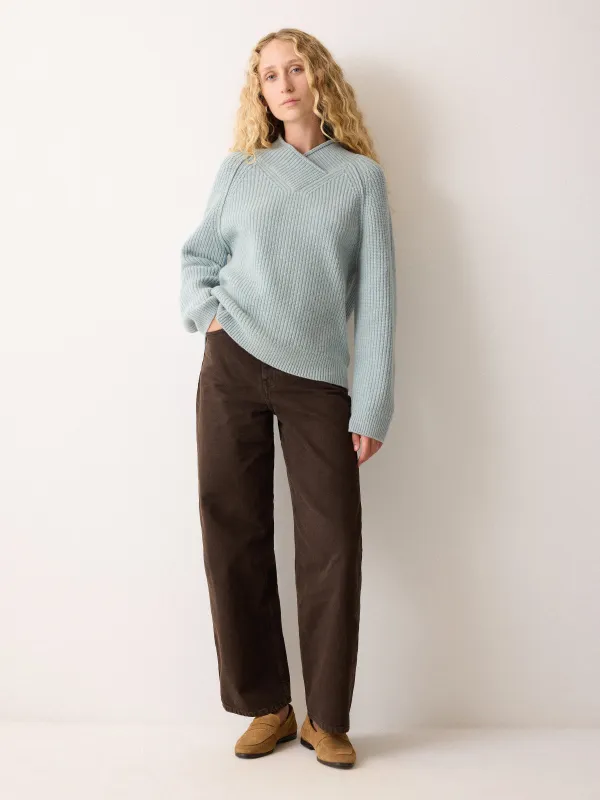 Fishermans Rib Cocoon Jumper | Blue sold by Jigsaw