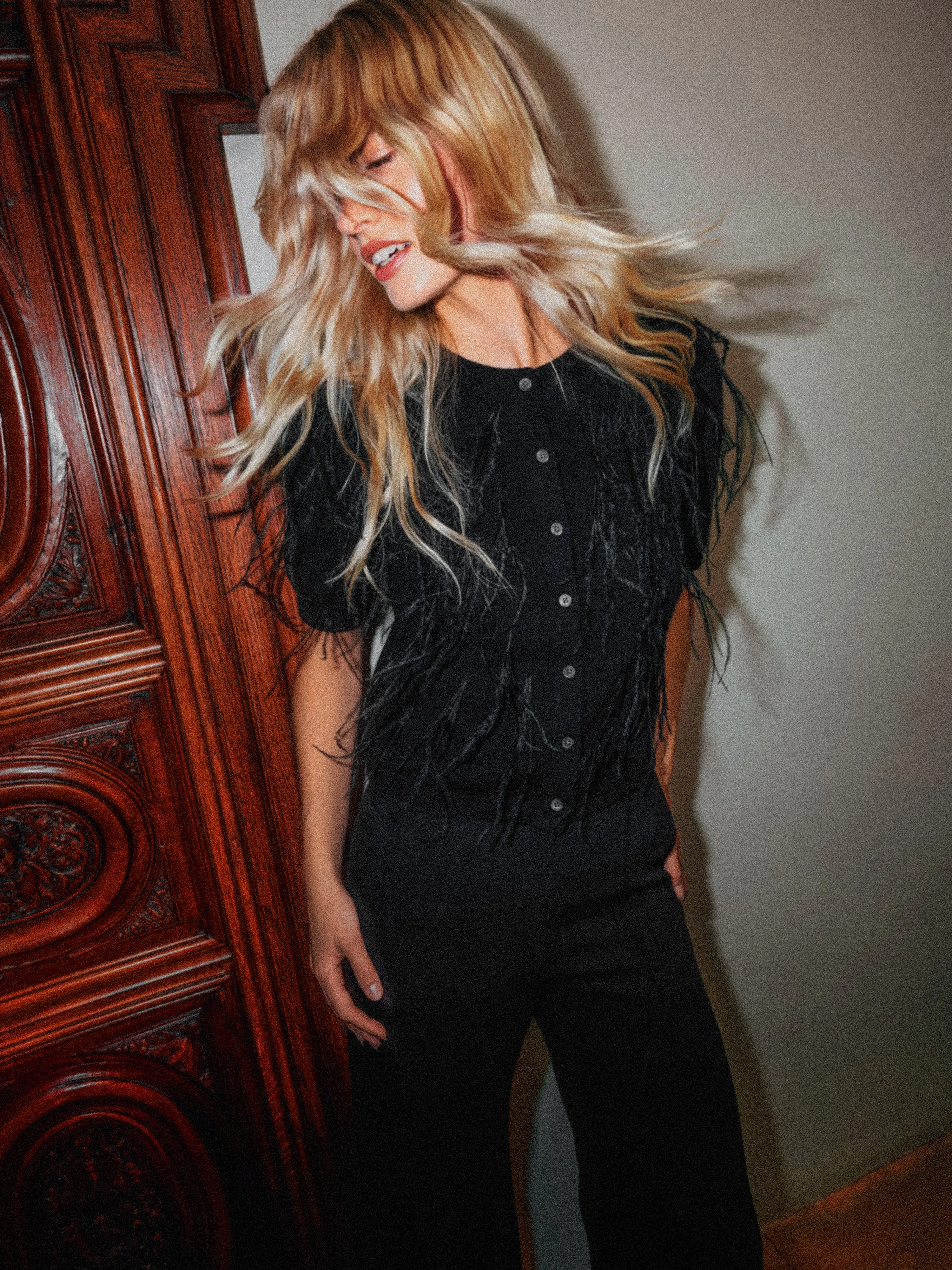 Feather Embellished Cardigan | Black sold by Jigsaw