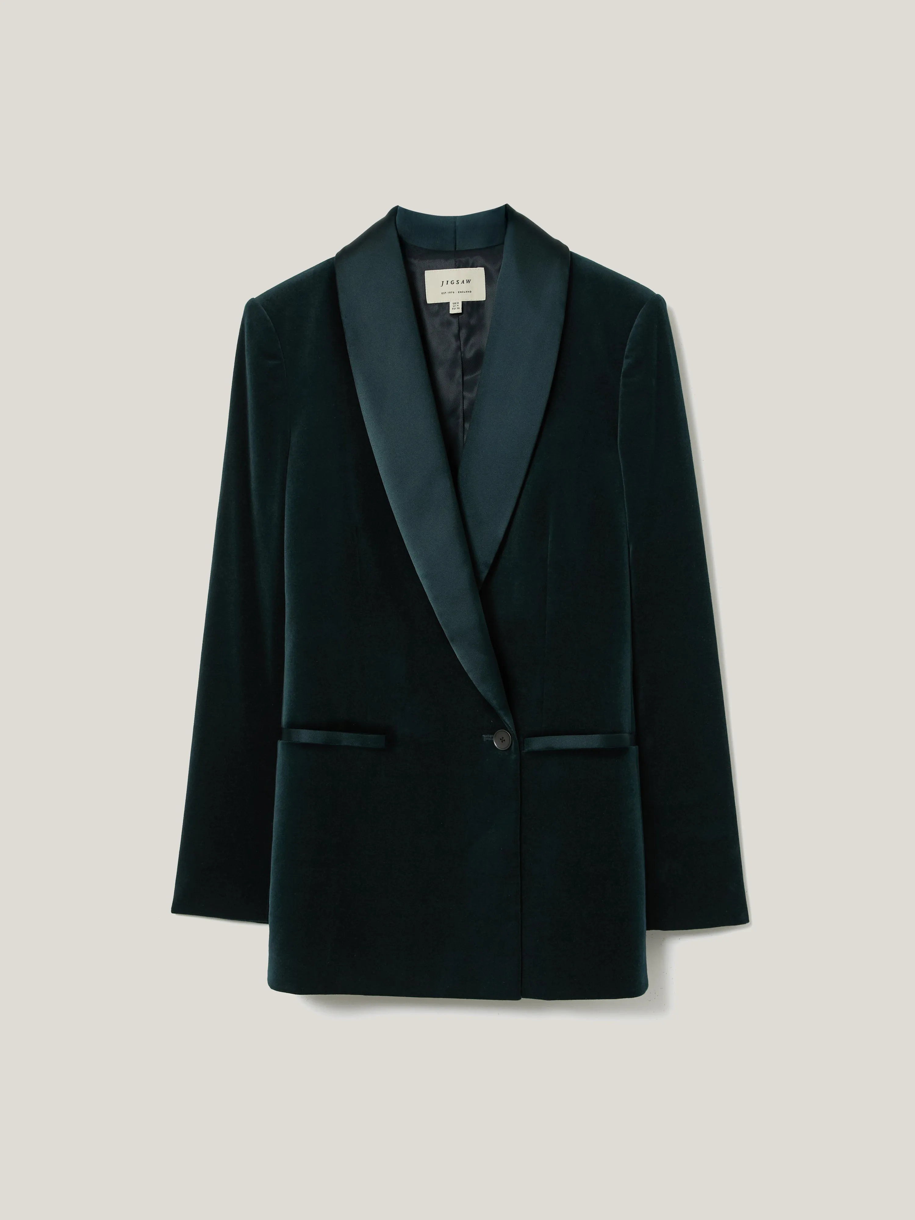 Velvet Satin Shawl Blazer | Green sold by Jigsaw product image thumbnail 5