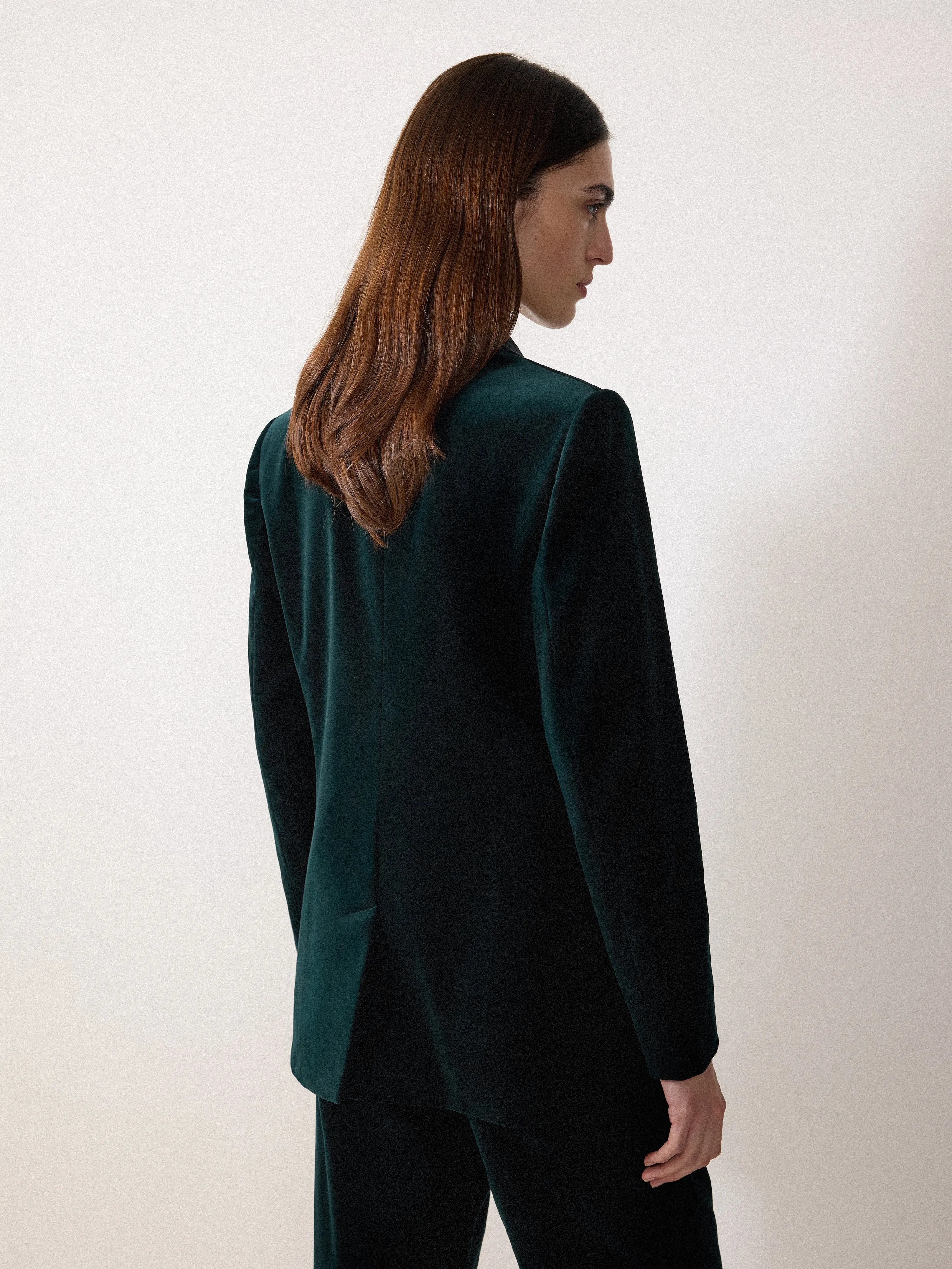Velvet Satin Shawl Blazer | Green sold by Jigsaw product image thumbnail 4