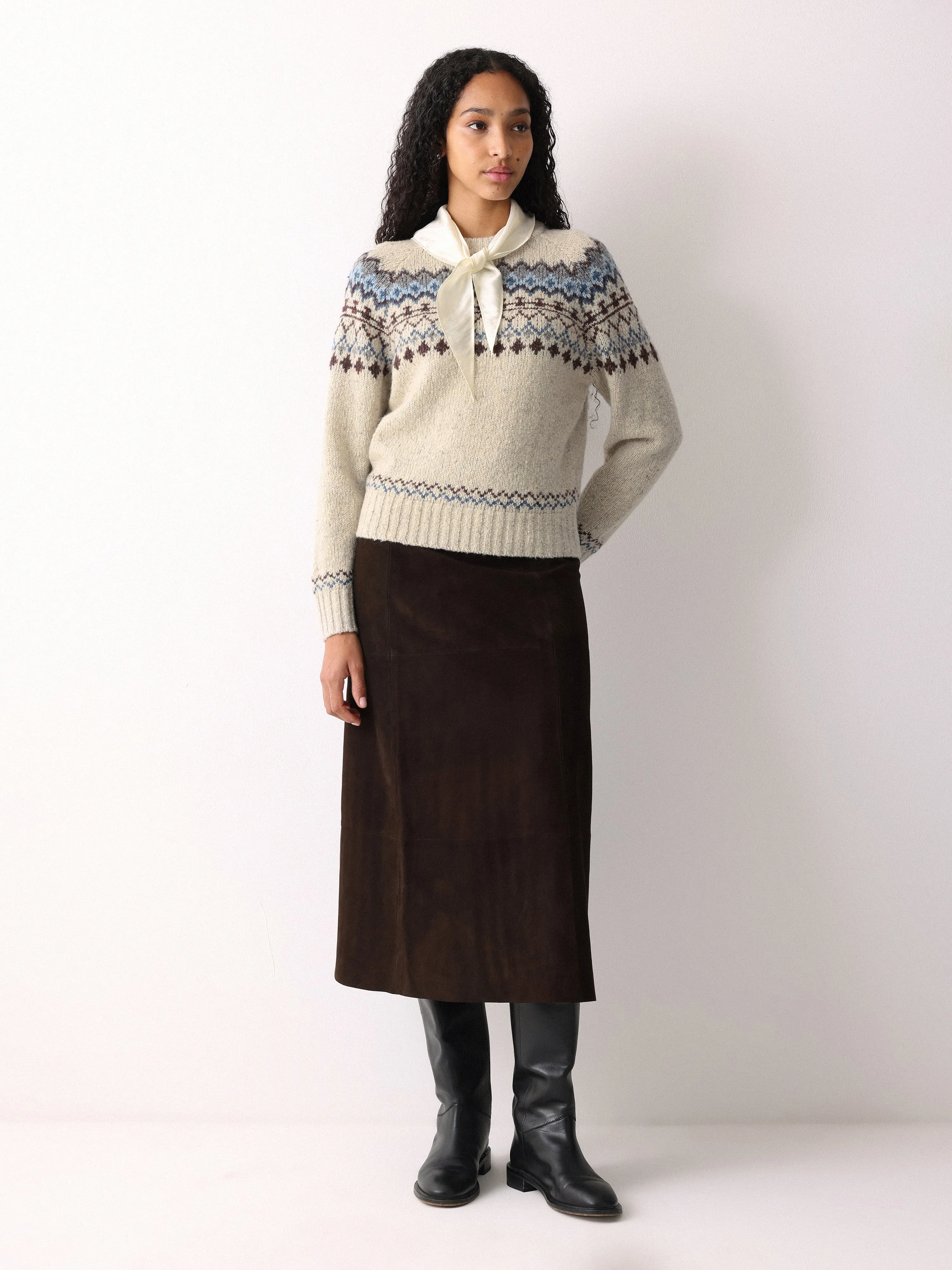 Fairisle Silk Scarf Jumper | Beige sold by Jigsaw product image thumbnail 5