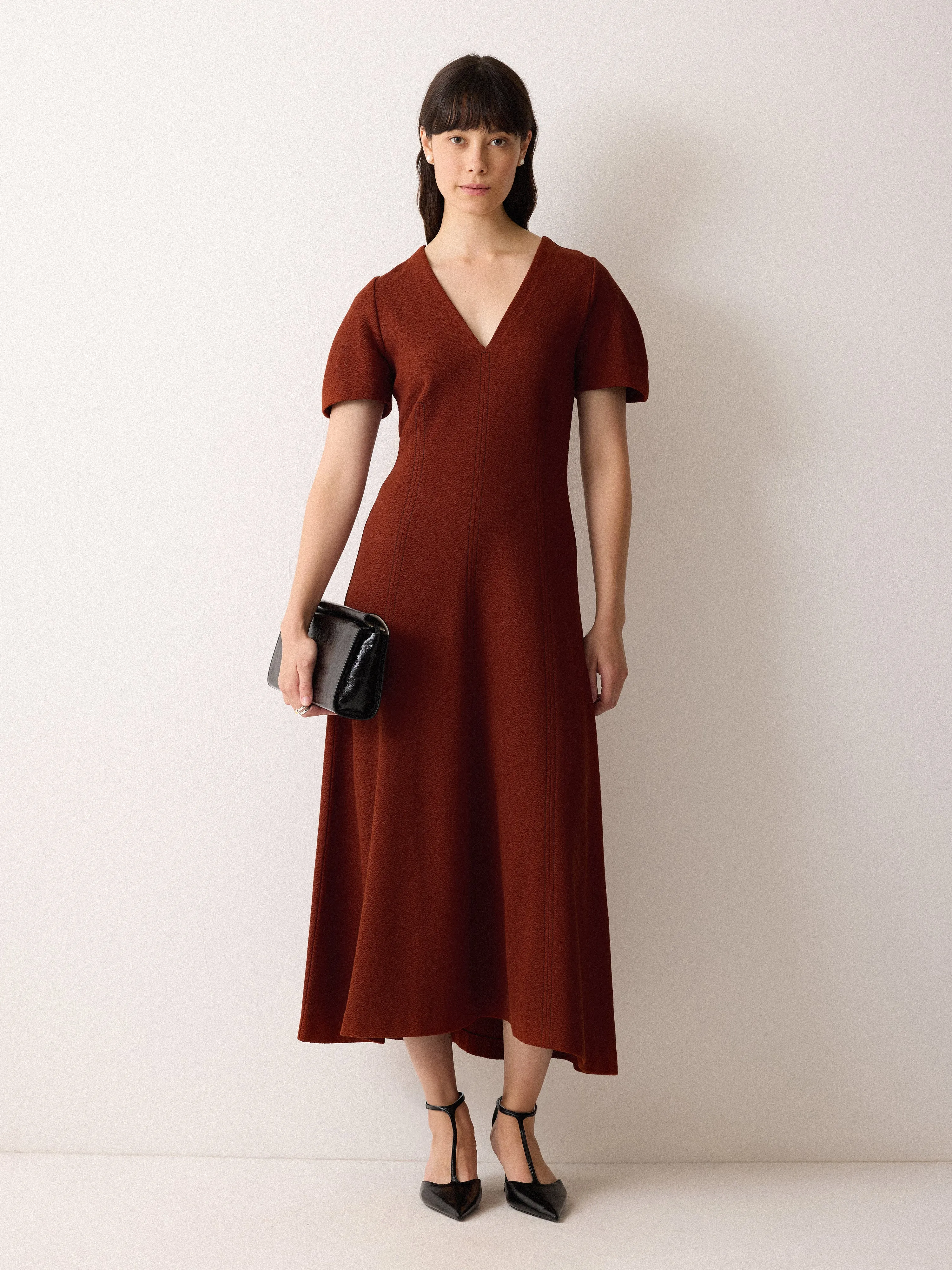 Curved Sleeve Midi Dress | Auburn sold by Jigsaw