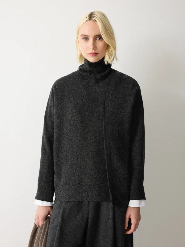 Overlap Seam Detail Jumper | Charcoal sold by Jigsaw