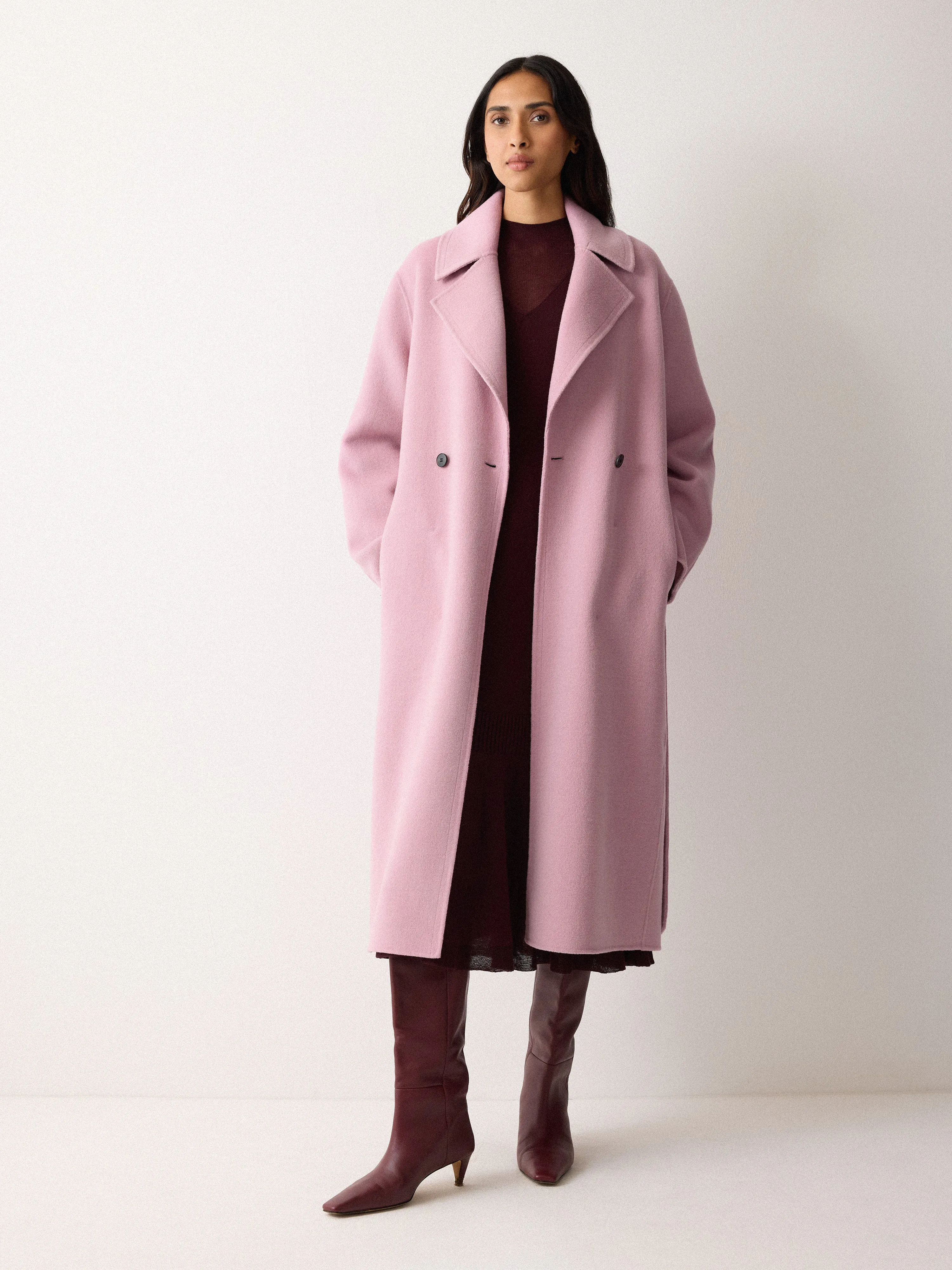 Double Faced Wool Wrap Coat | Pink sold by Jigsaw product image thumbnail 3