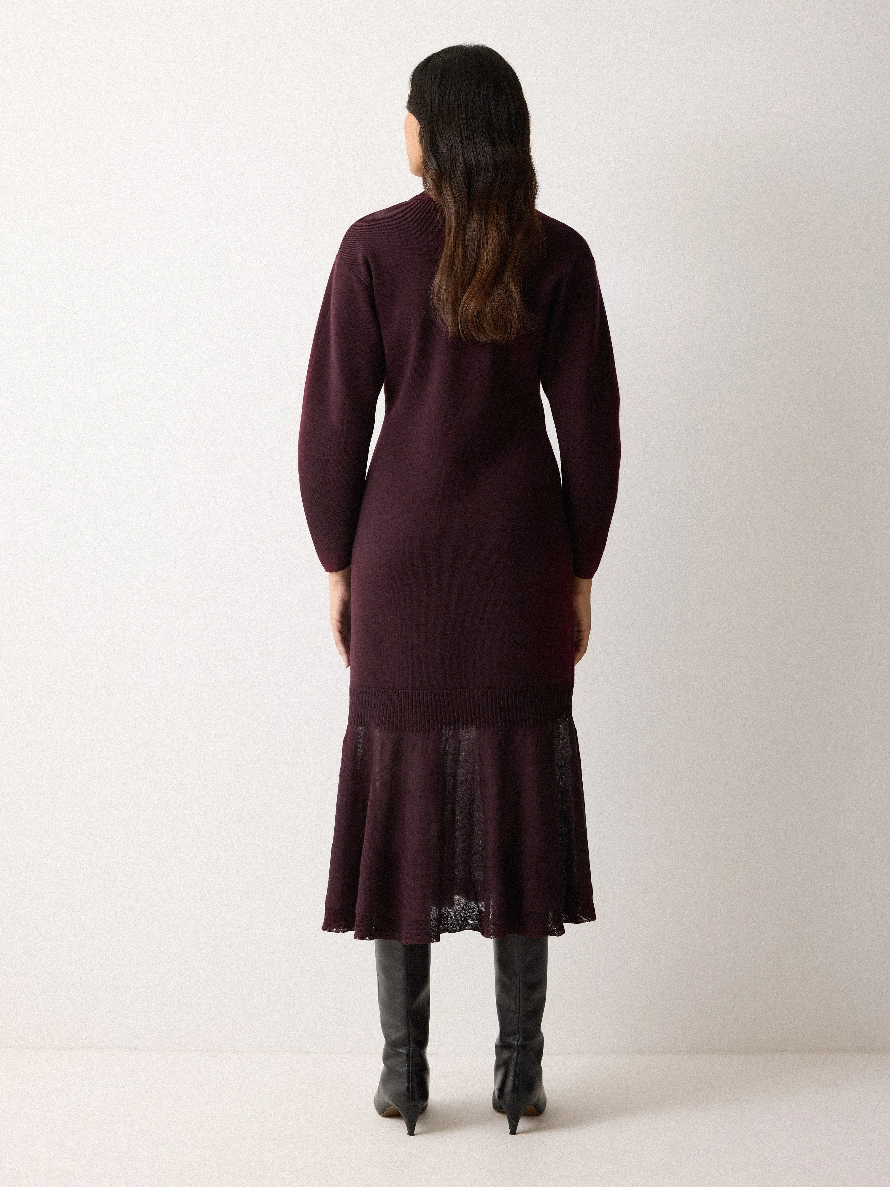 Sheer Panel Knit Dress | Burgundy sold by Jigsaw product image thumbnail 5