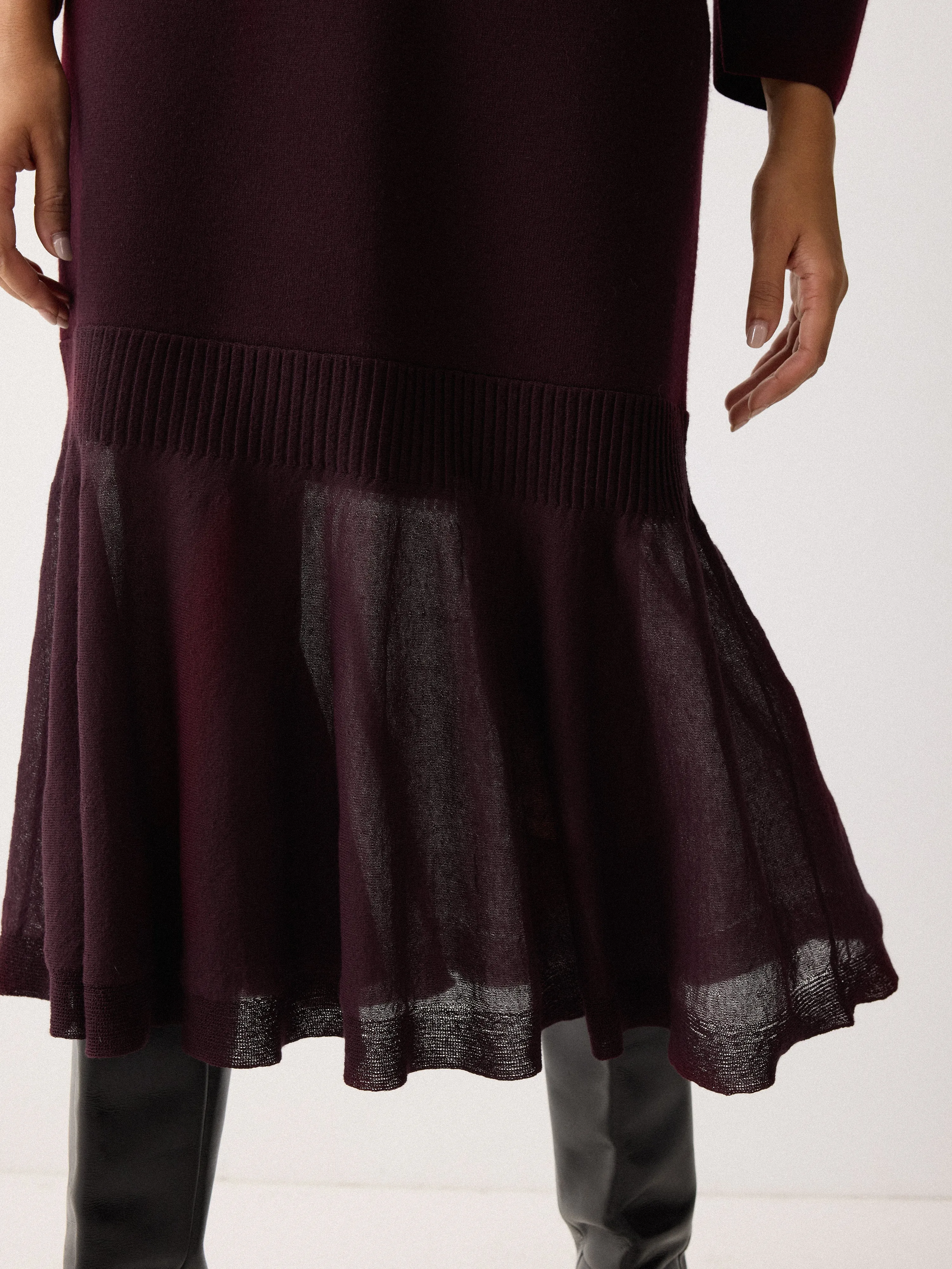 Sheer Panel Knit Dress | Burgundy sold by Jigsaw product image thumbnail 3