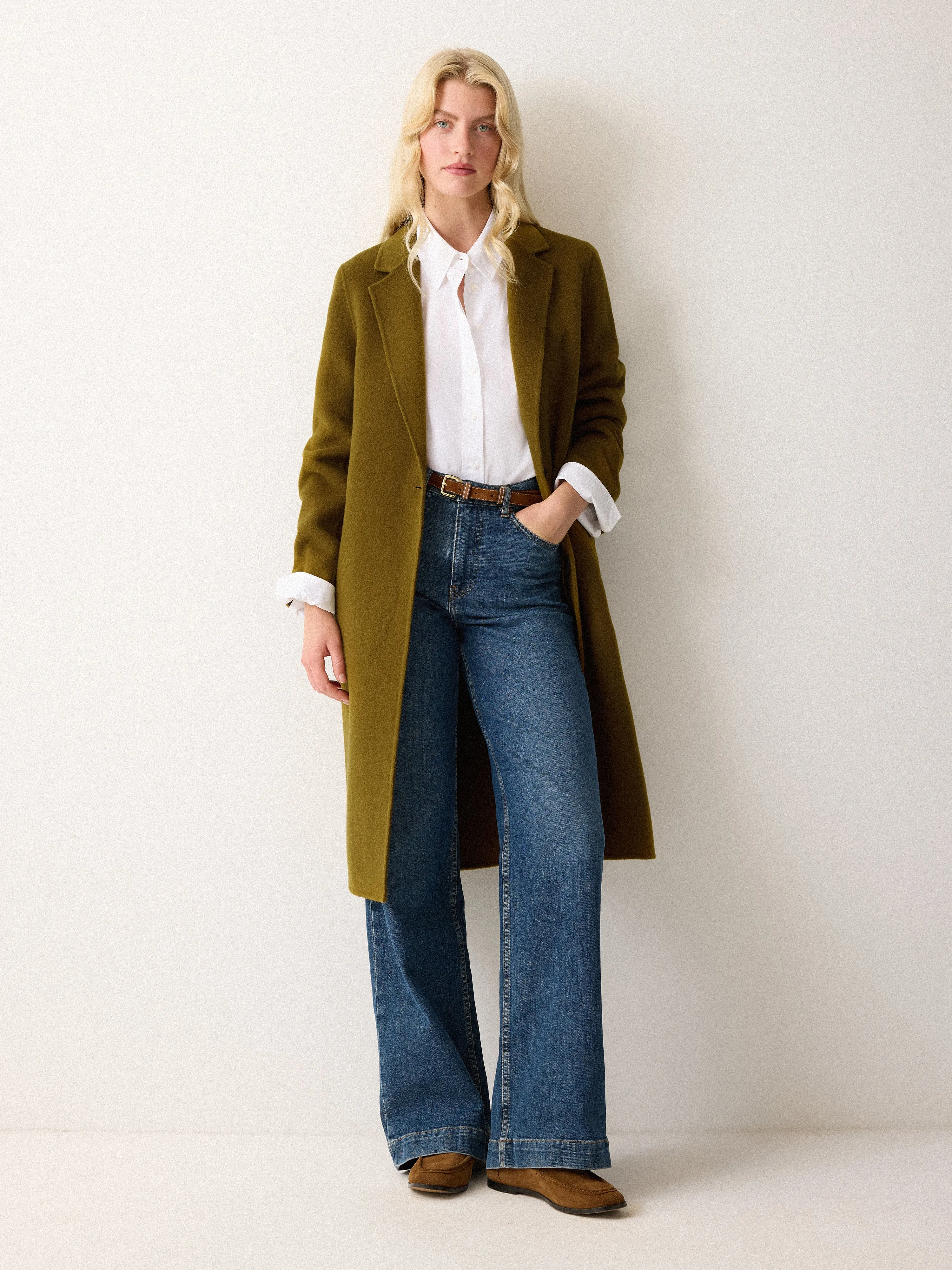 Double Faced Tailored Coat | Green sold by Jigsaw