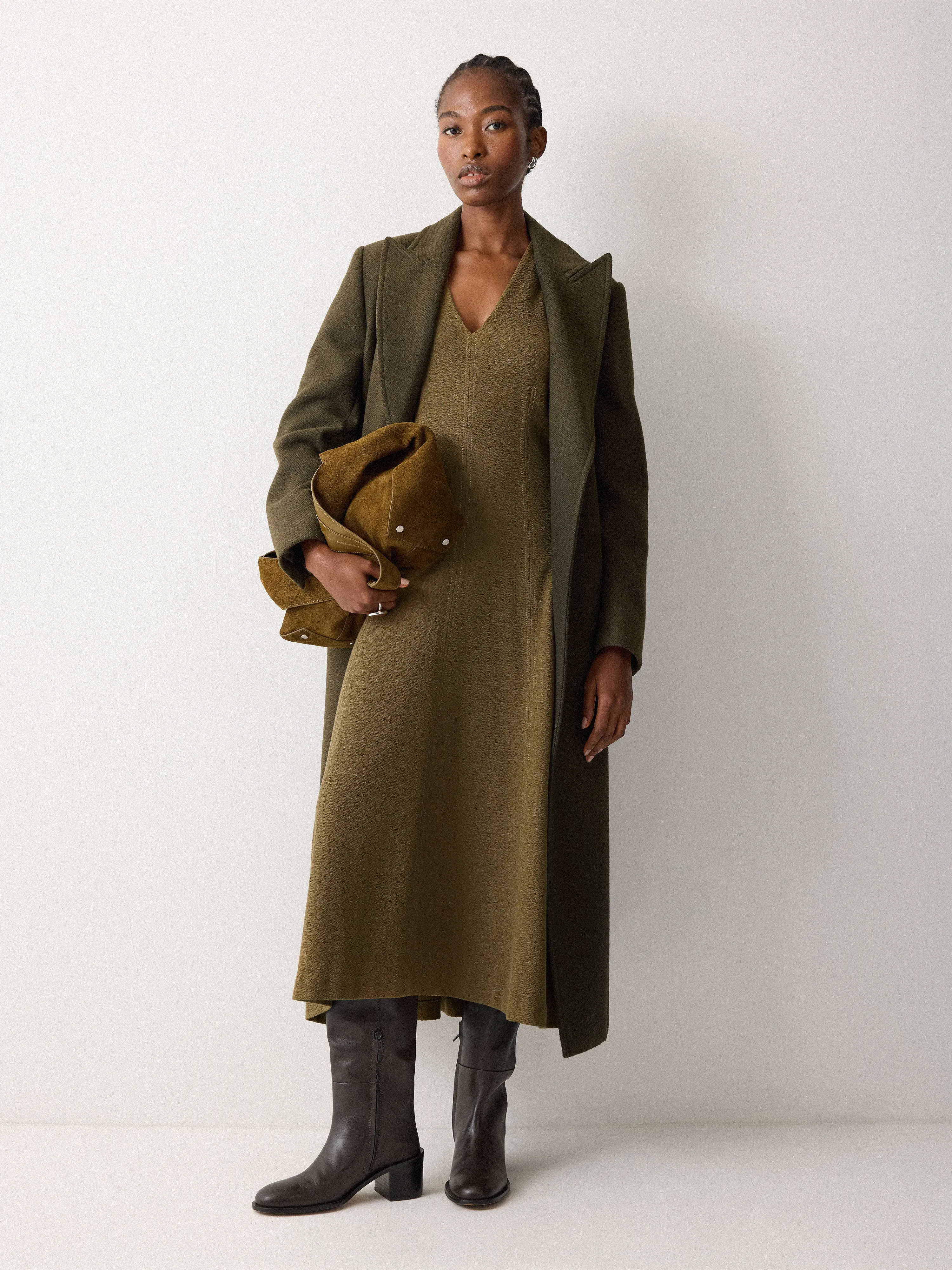 Curved Sleeve Midi Dress | Khaki sold by Jigsaw