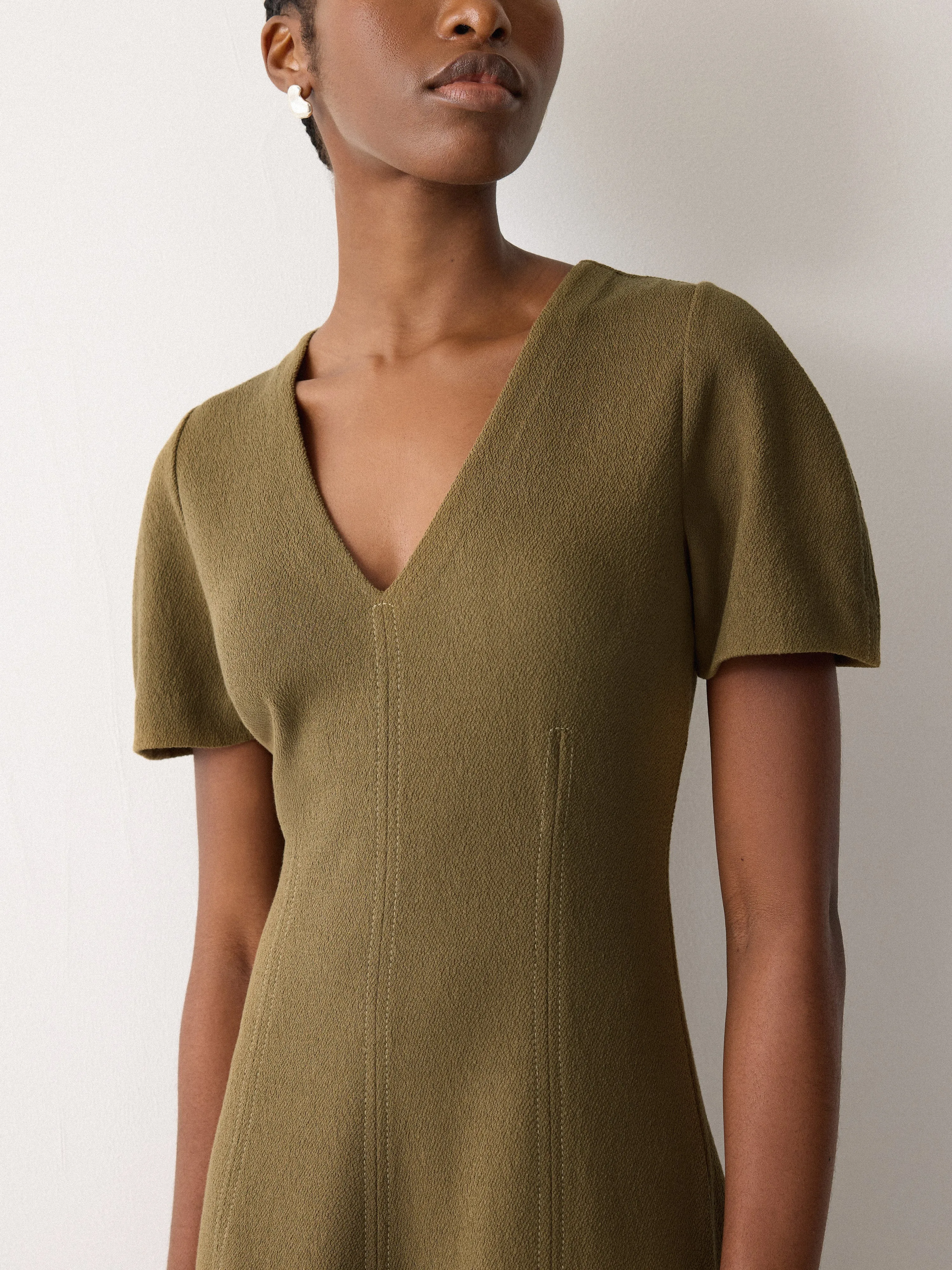 Curved Sleeve Midi Dress | Khaki sold by Jigsaw product image thumbnail 3