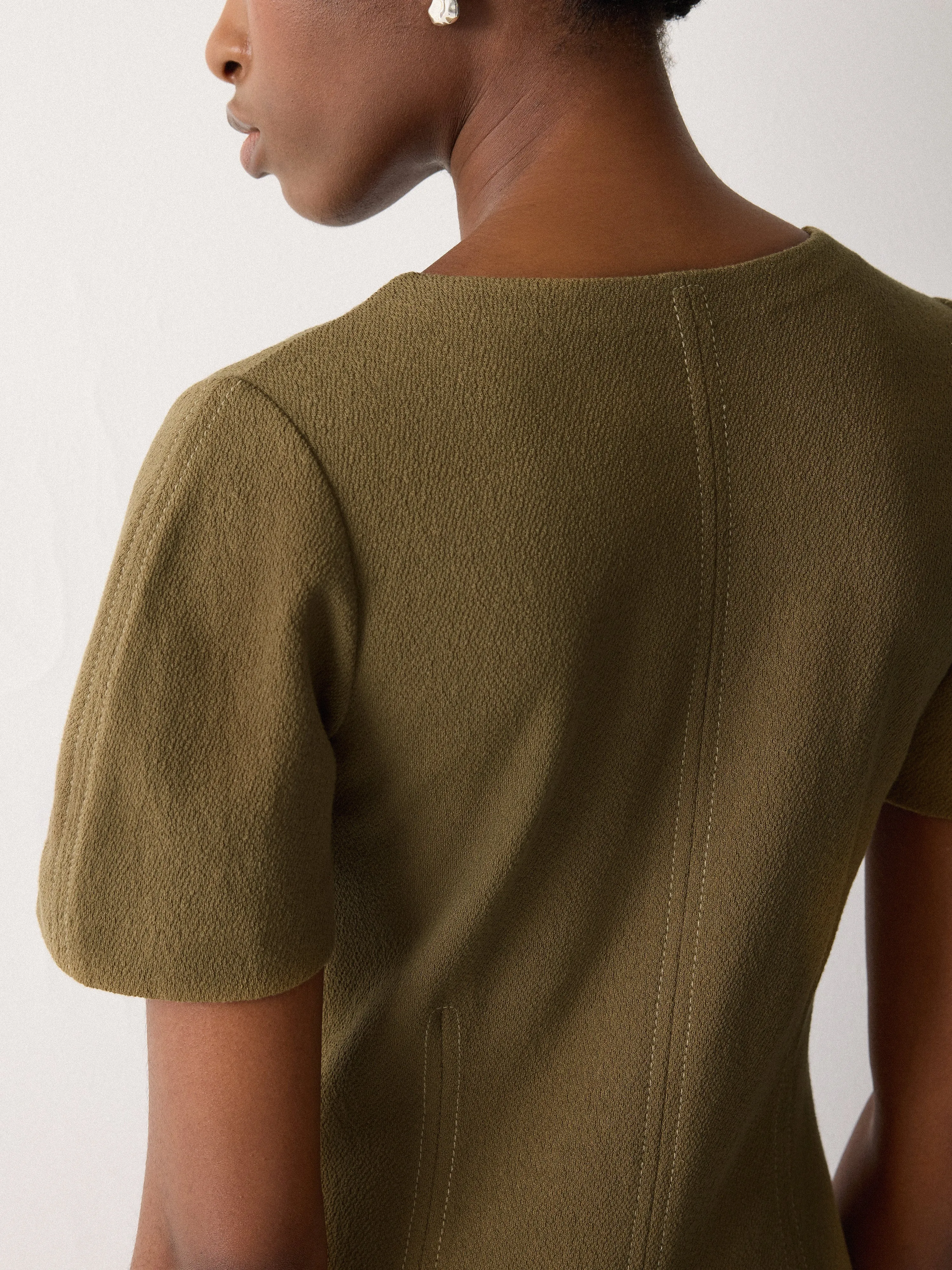 Curved Sleeve Midi Dress | Khaki sold by Jigsaw product image thumbnail 4