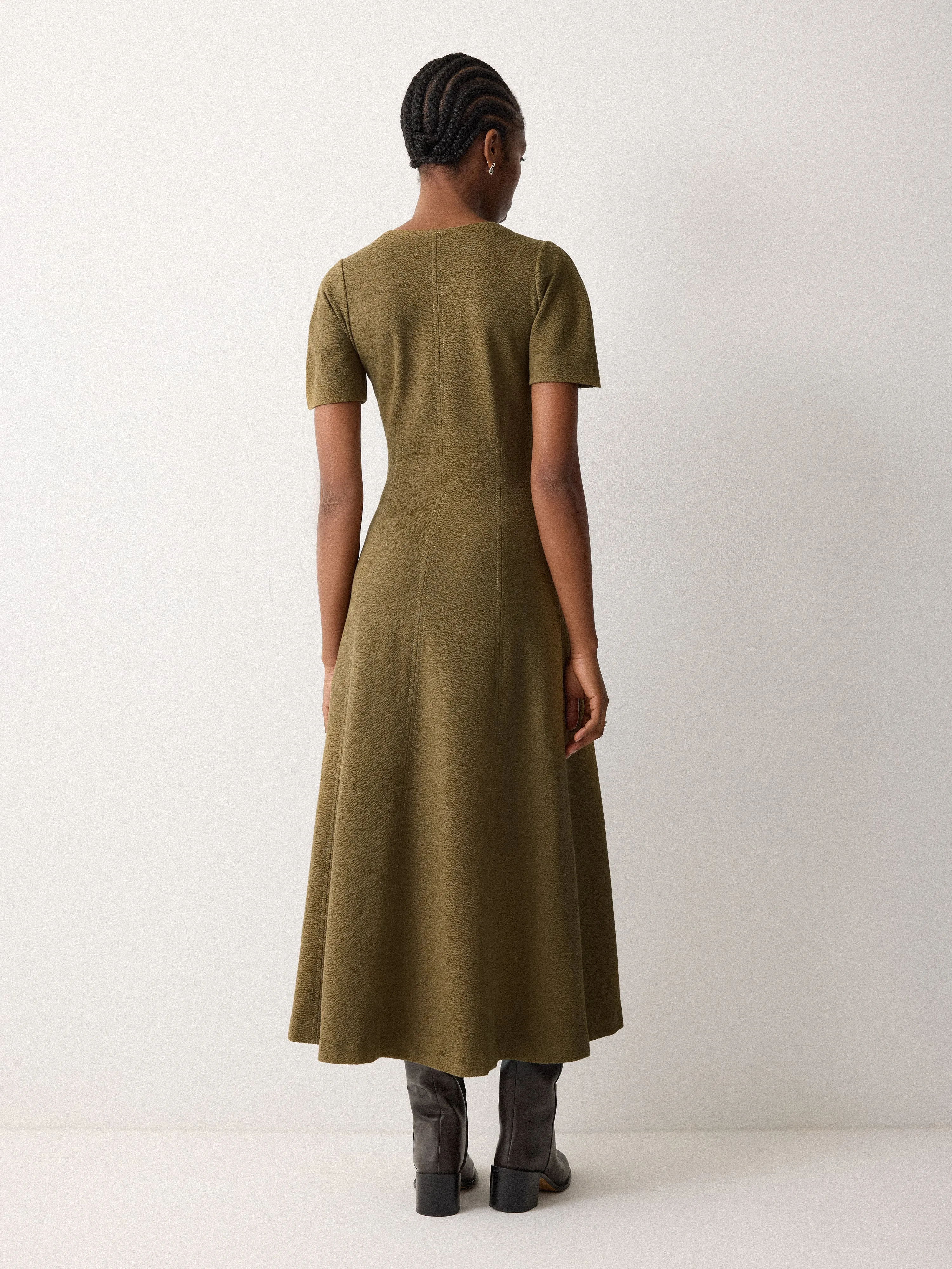 Curved Sleeve Midi Dress | Khaki sold by Jigsaw product image thumbnail 5