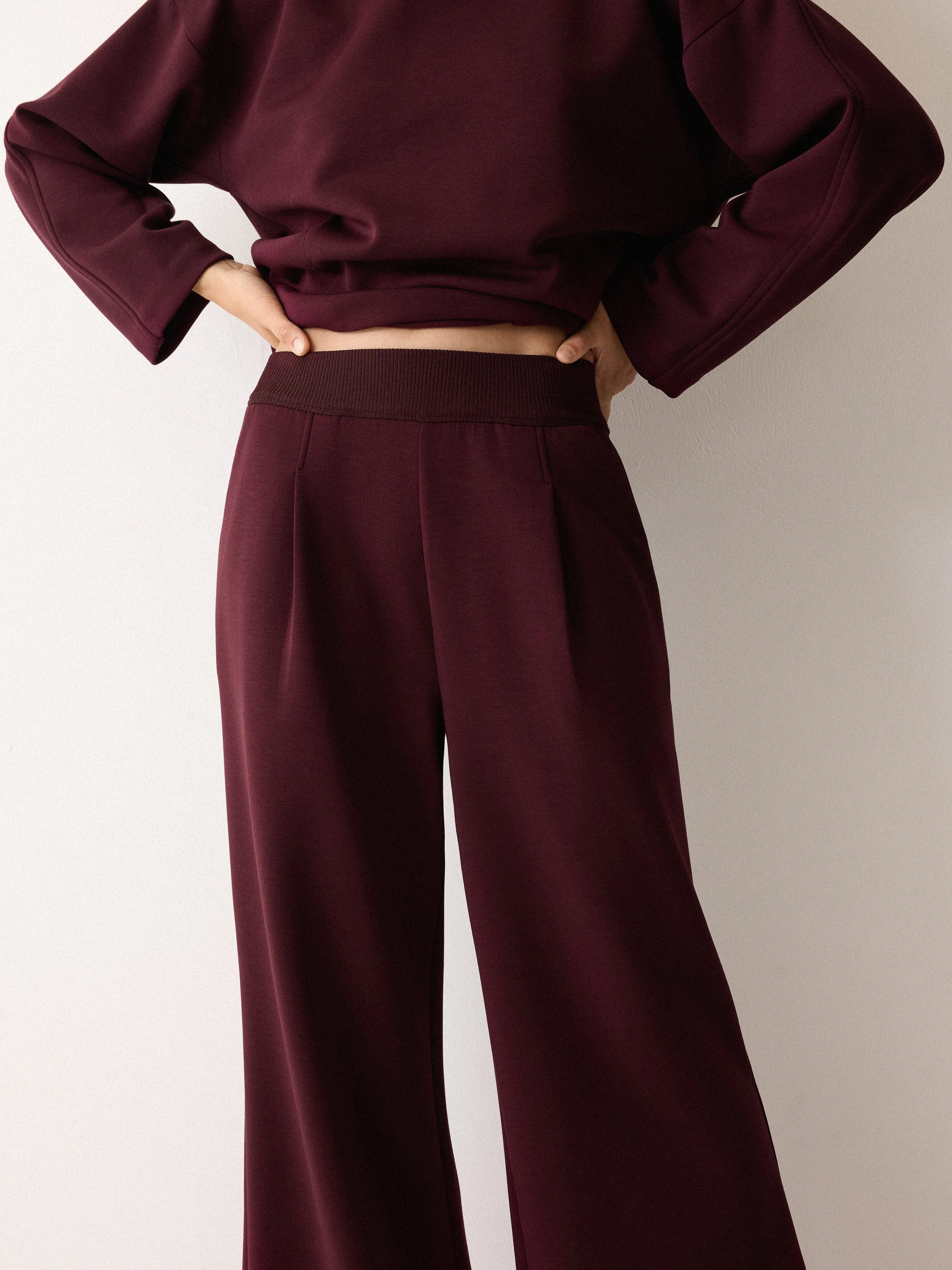 Luxe Pleated Track Pant | Burgundy sold by Jigsaw product image thumbnail 3