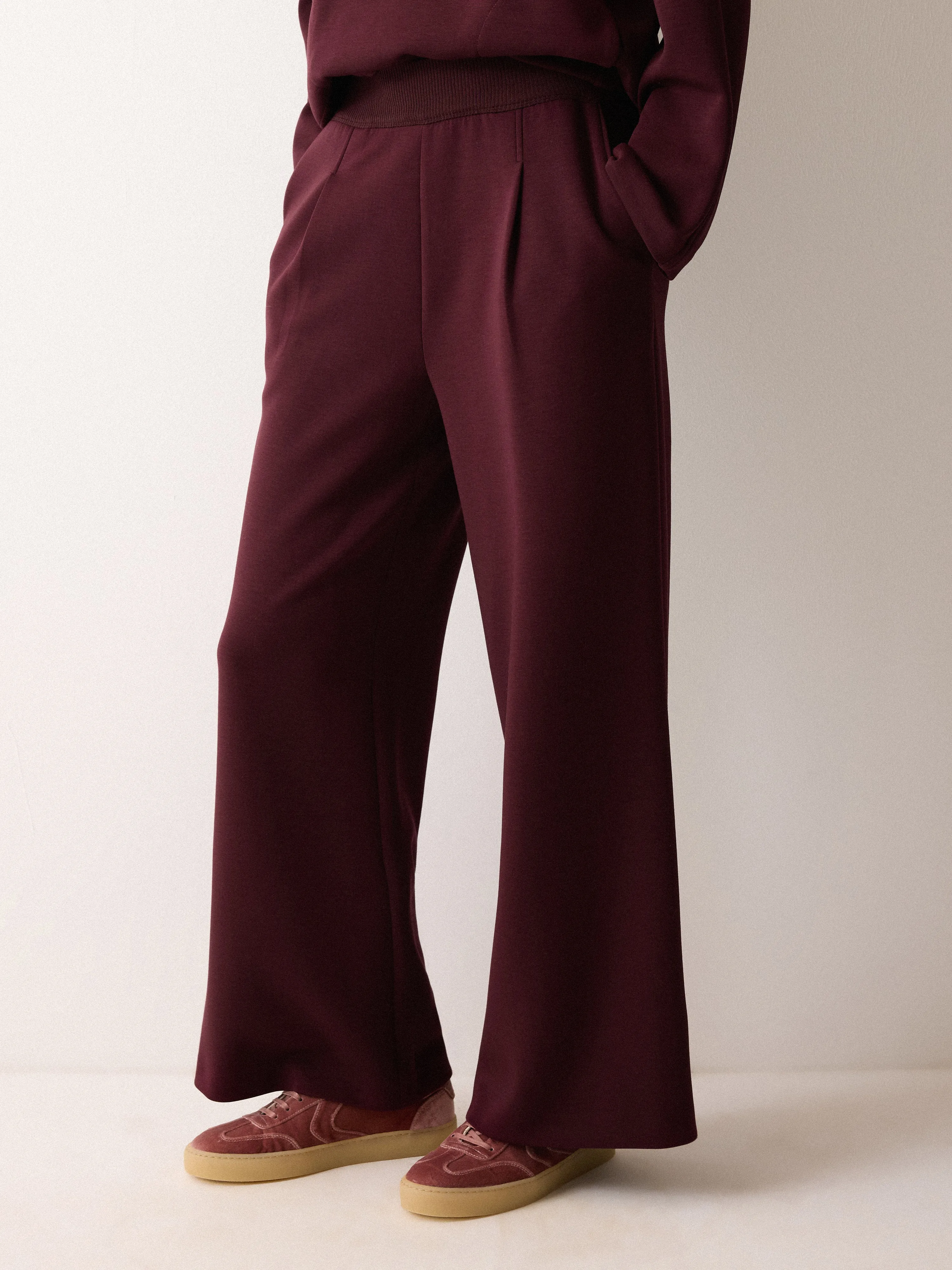 Luxe Pleated Track Pant | Burgundy sold by Jigsaw product image thumbnail 2