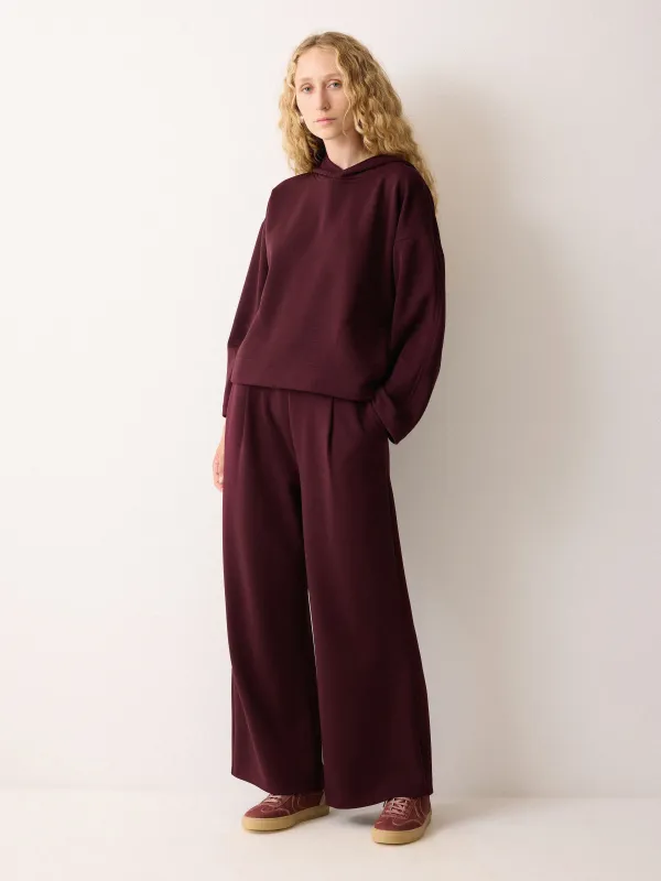 Luxe Pleated Track Pant | Burgundy sold by Jigsaw