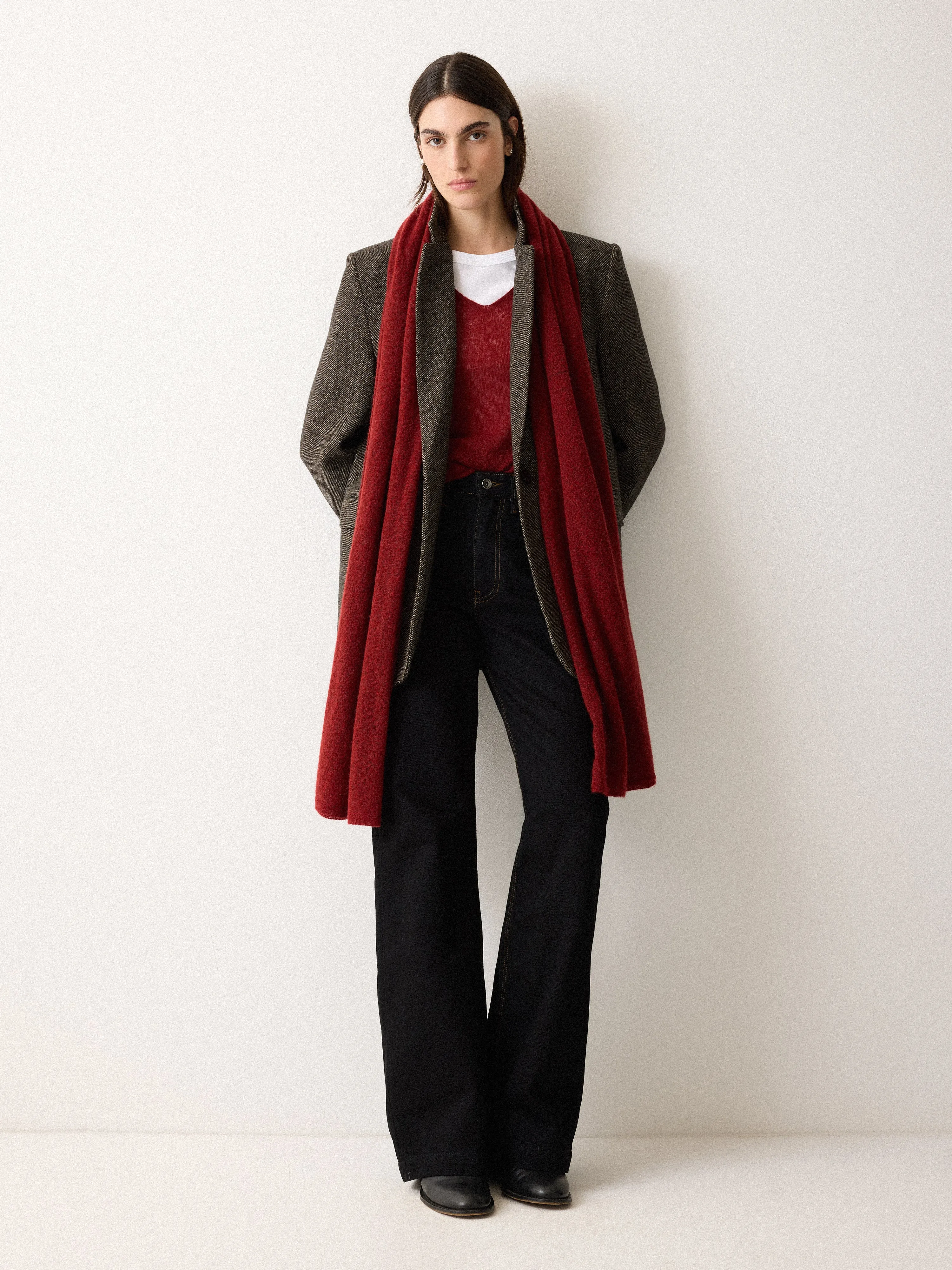 Soft Gauzy Knit Scarf | Red sold by Jigsaw product image thumbnail 2