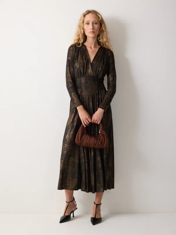 Crackle Gold Dress | Gold sold by Jigsaw