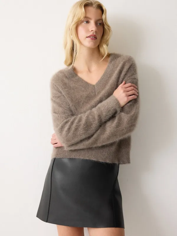 Bonded Leather Mini Skirt | Black sold by Jigsaw