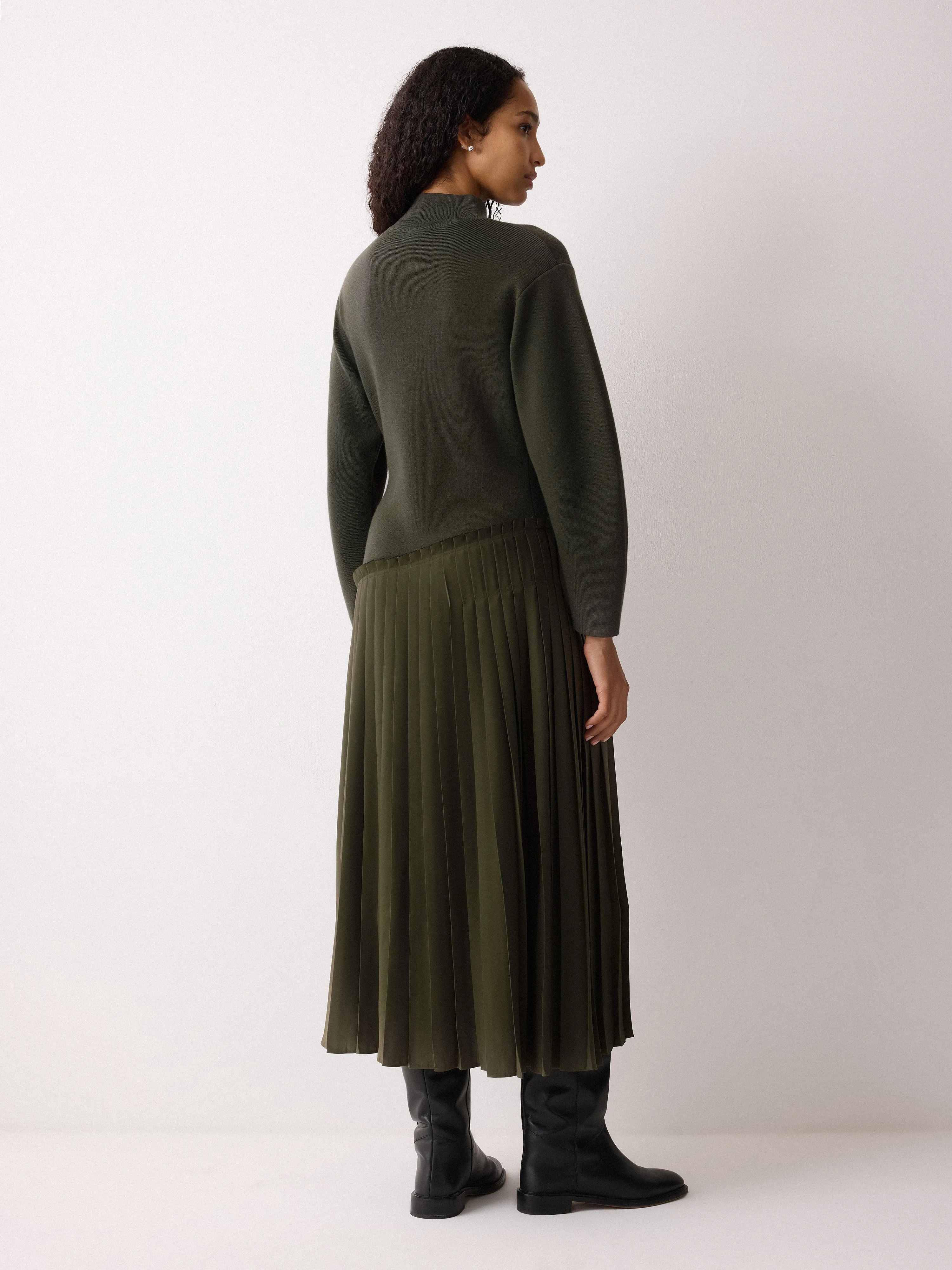 Pleated Skirt Jumper Dress | Khaki sold by Jigsaw product image thumbnail 5