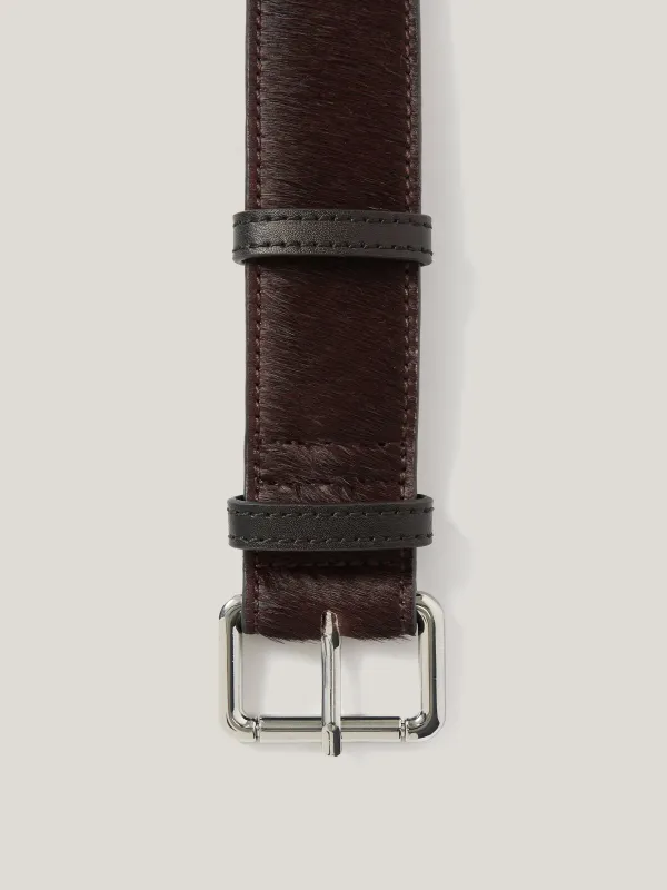 Calf Hair Leather Belt | Burgundy sold by Jigsaw