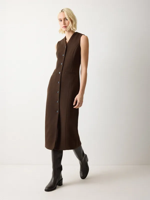 V Neck Long Waistcoat Dress | Brown sold by Jigsaw
