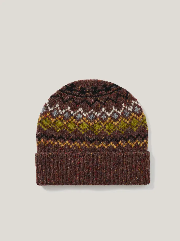 Fairisle Beanie | Brown sold by Jigsaw