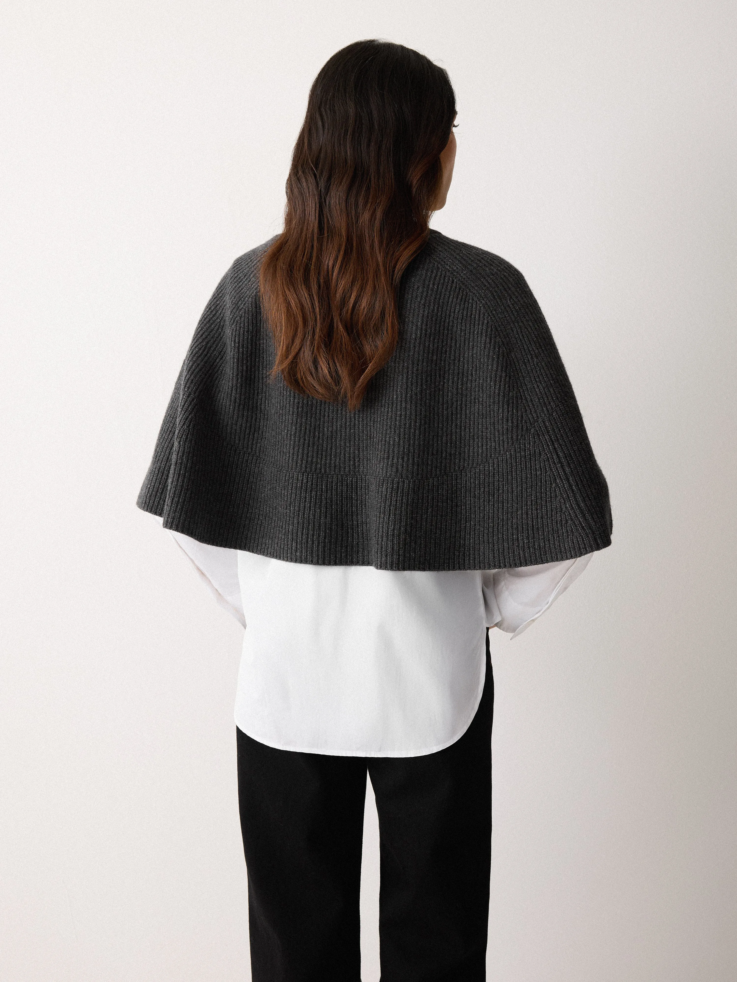 Wool Cashmere Blend Cape | Charcoal sold by Jigsaw product image thumbnail 4