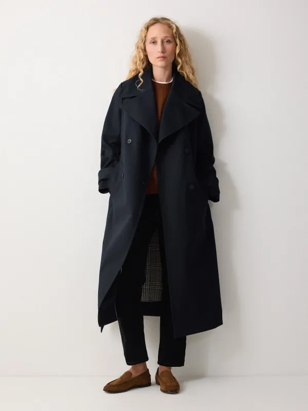 Bonded Cotton Trench Coat | Navy sold by Jigsaw