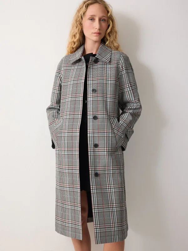 Bonded Cotton Check Trench Coat | Cream sold by Jigsaw