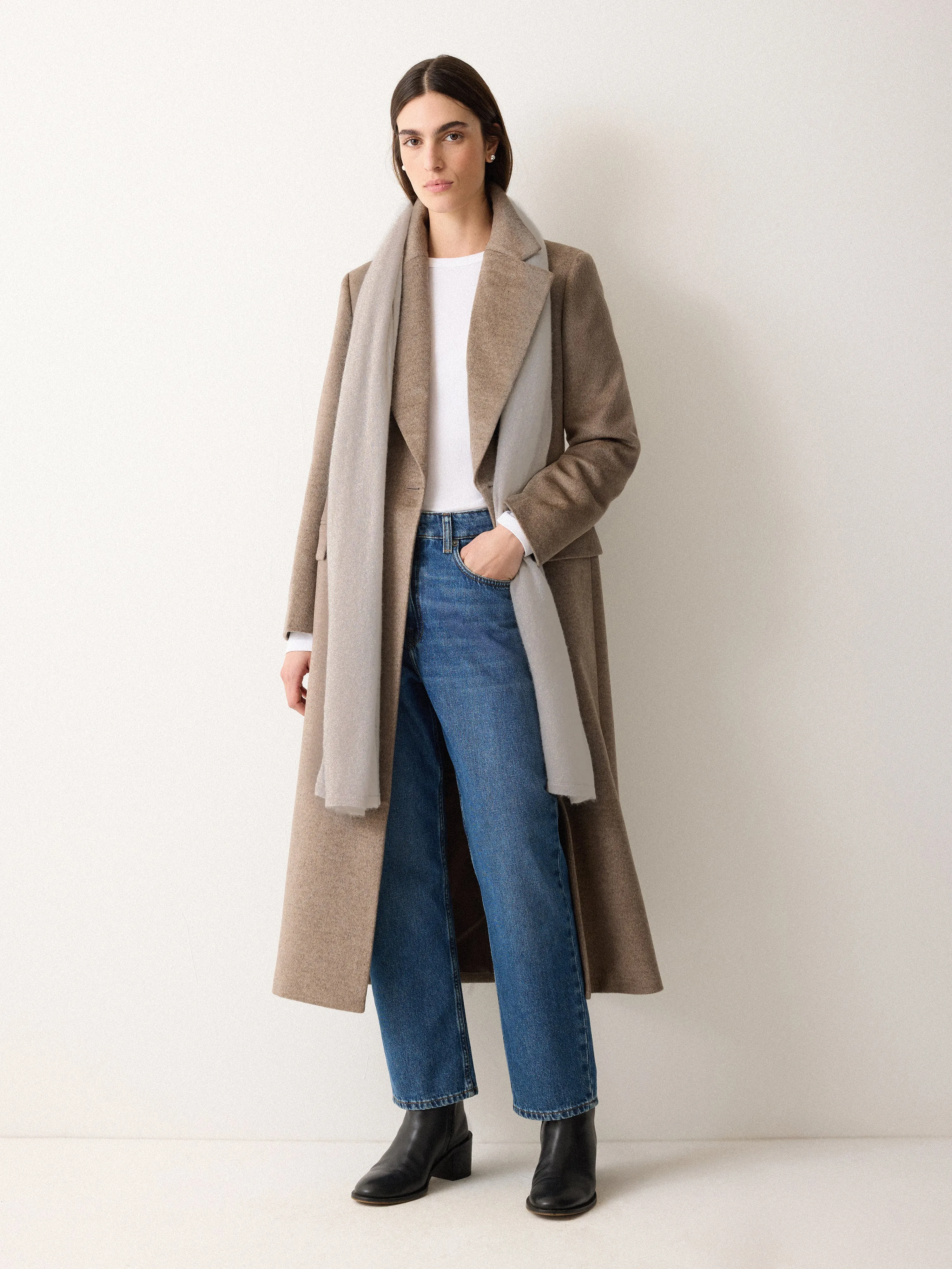 Soft Gauzy Knit Scarf | Pale Grey sold by Jigsaw product image thumbnail 3