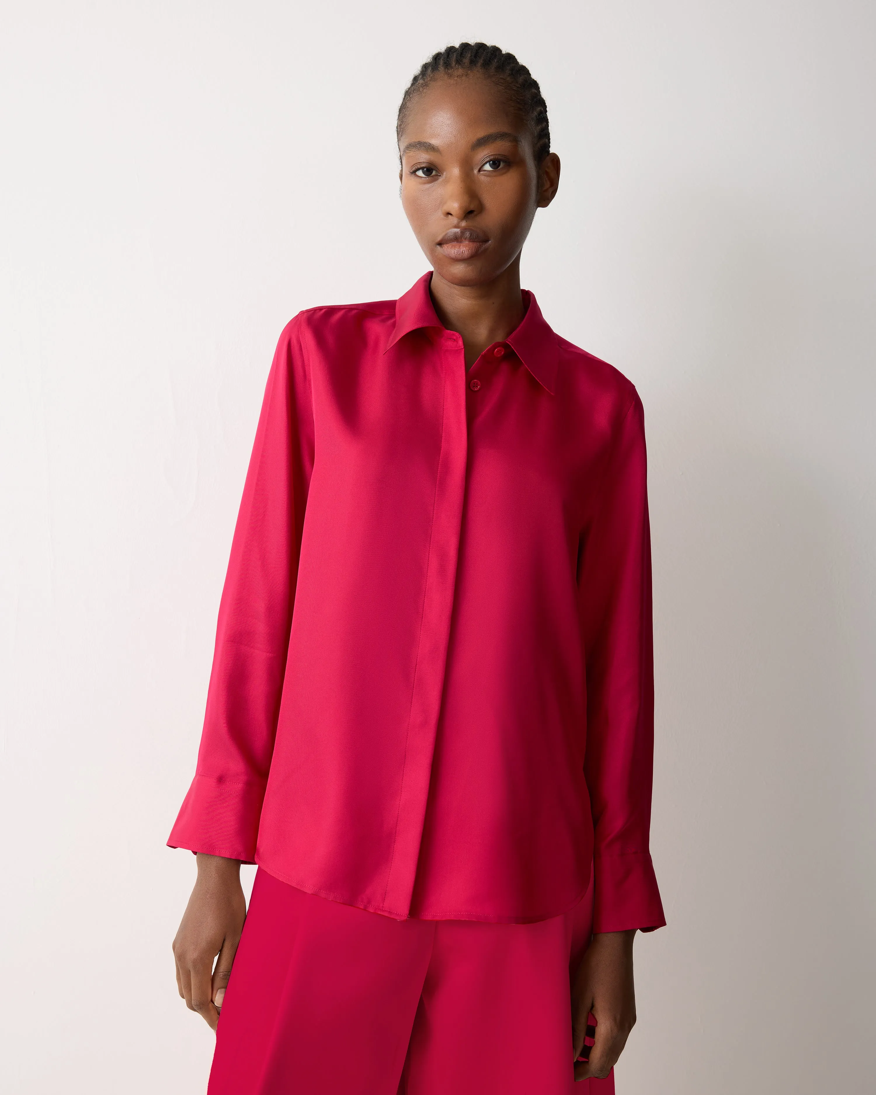 Silk Twill Classic Shirt | Pink sold by Jigsaw product image thumbnail 3