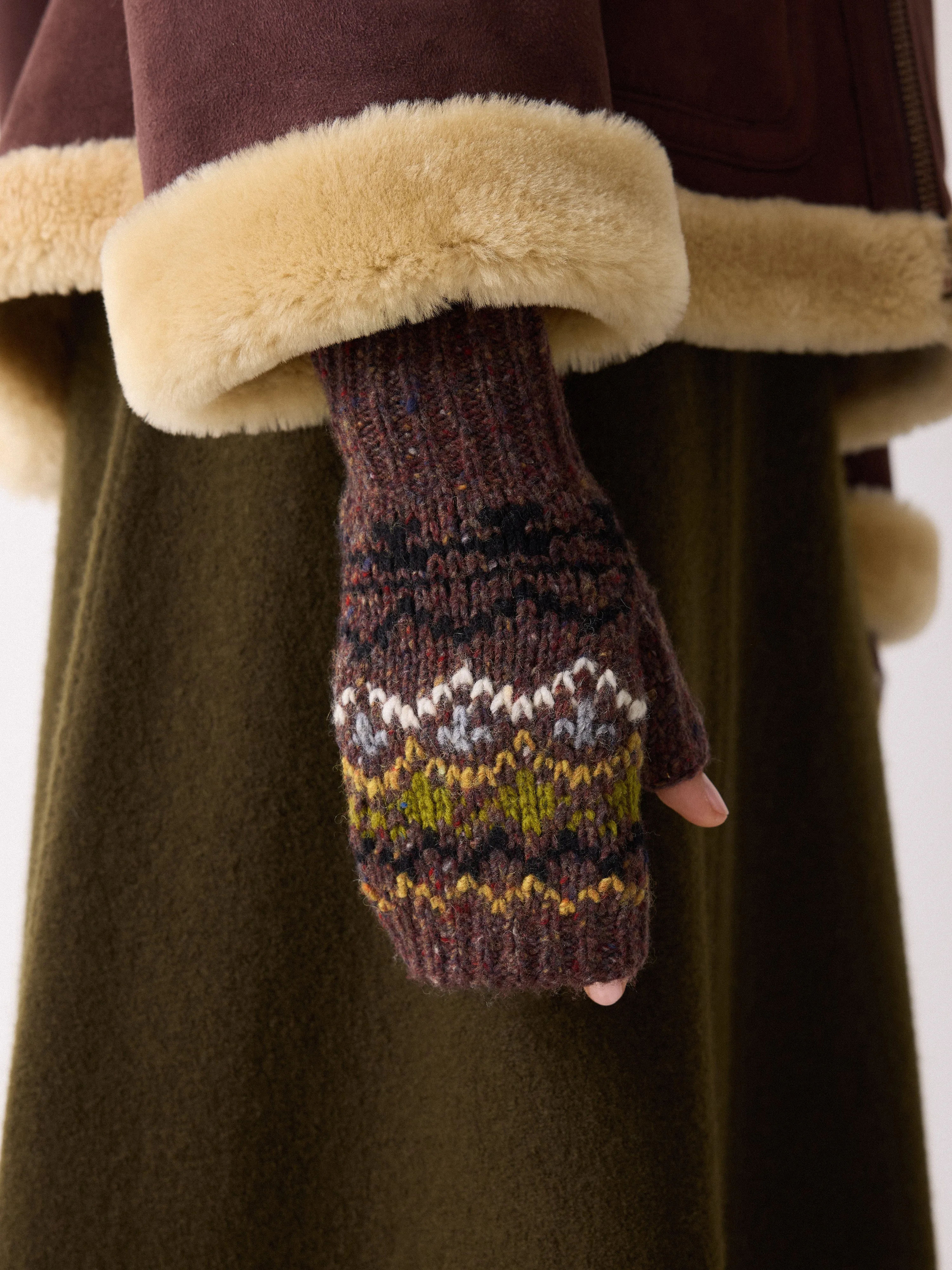 Fairisle Mittens | Brown sold by Jigsaw