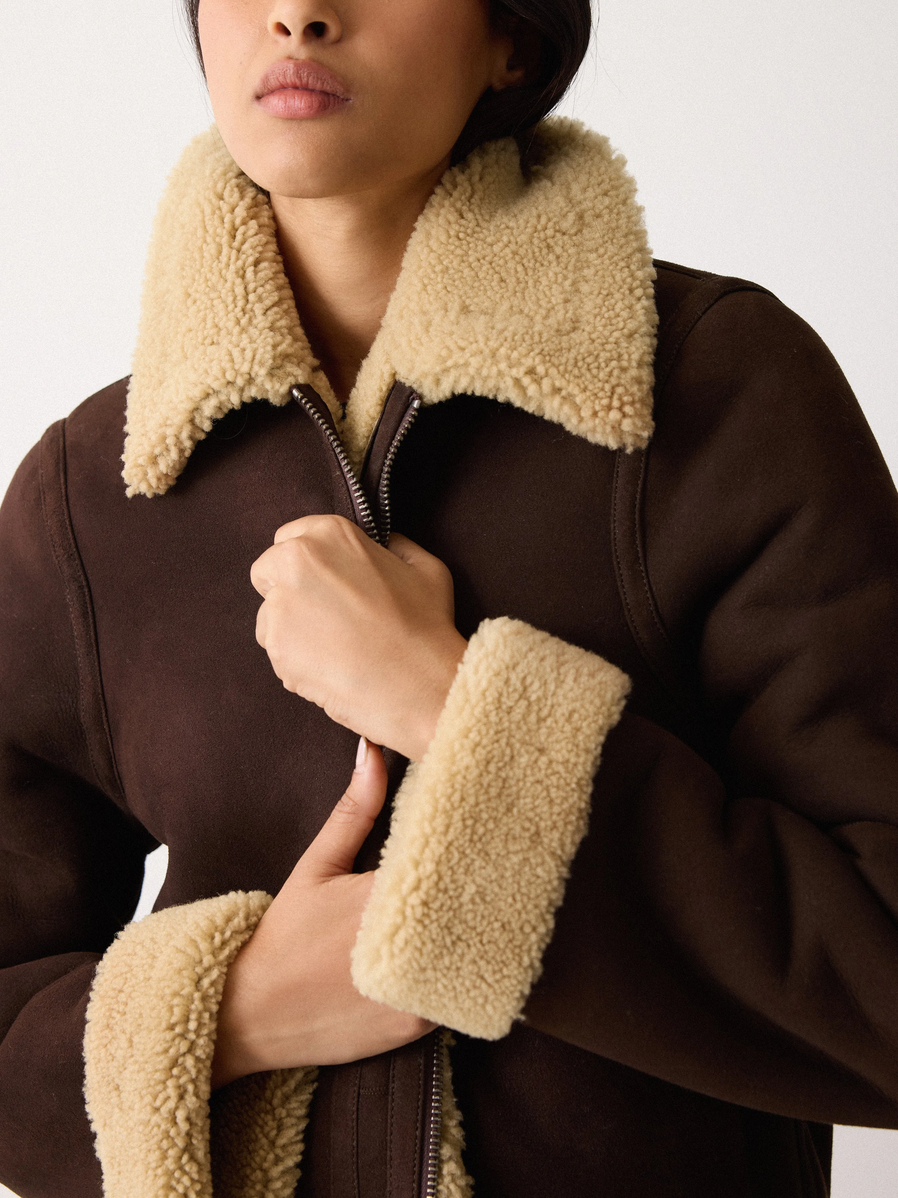Italian Merino Shearling Coat | Brown sold by Jigsaw product image thumbnail 4