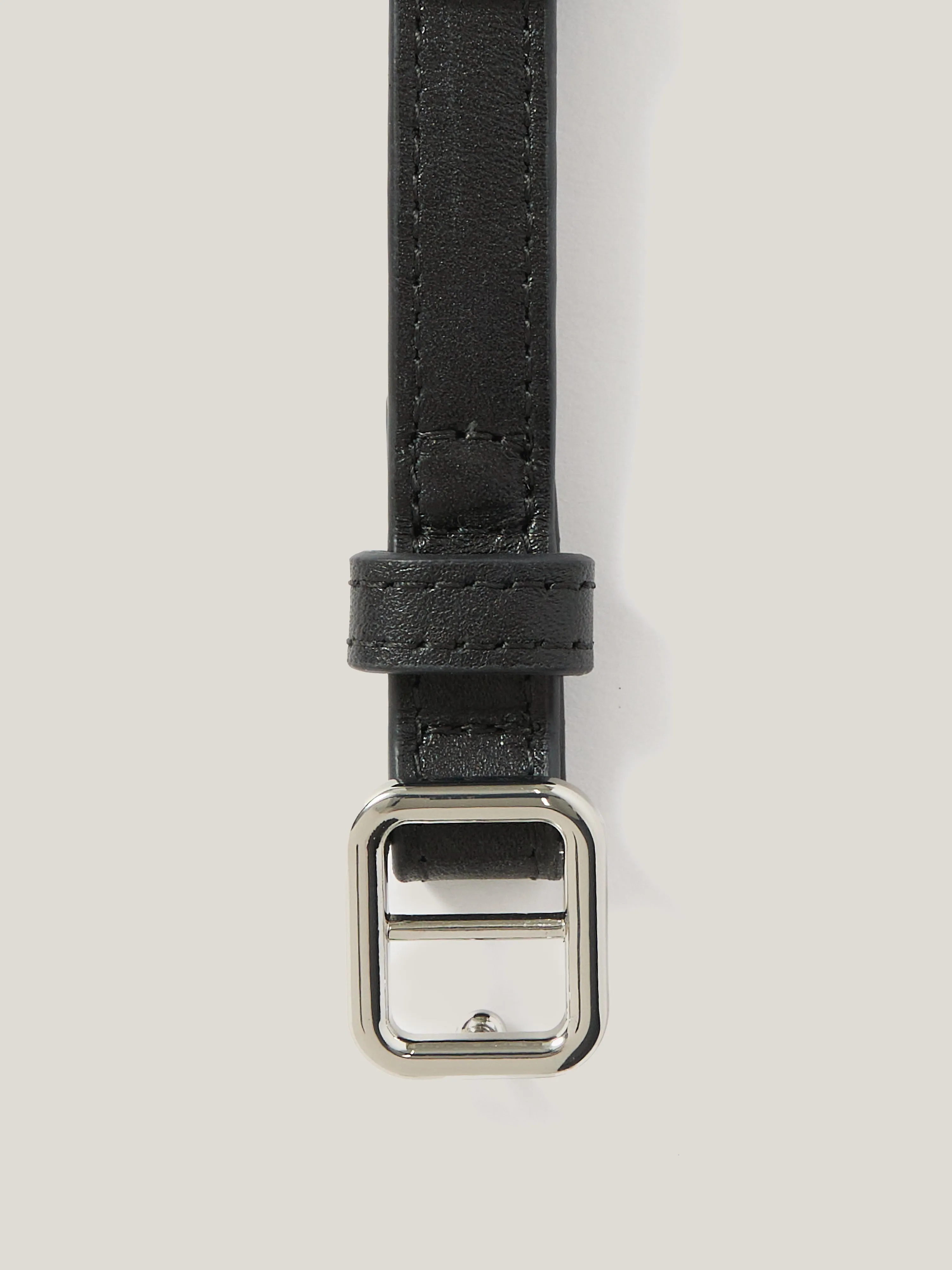 Square Buckle Slim Belt | Black sold by Jigsaw