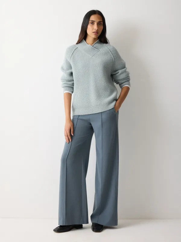 Modern Crepe Wide Leg Trouser | Blue sold by Jigsaw