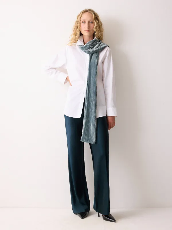 Velvet Plisse Scarf | Blue sold by Jigsaw
