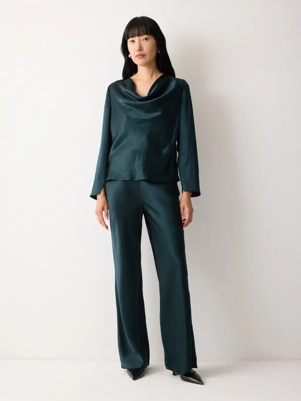 Draped Neck Long Sleeve Top | Green sold by Jigsaw