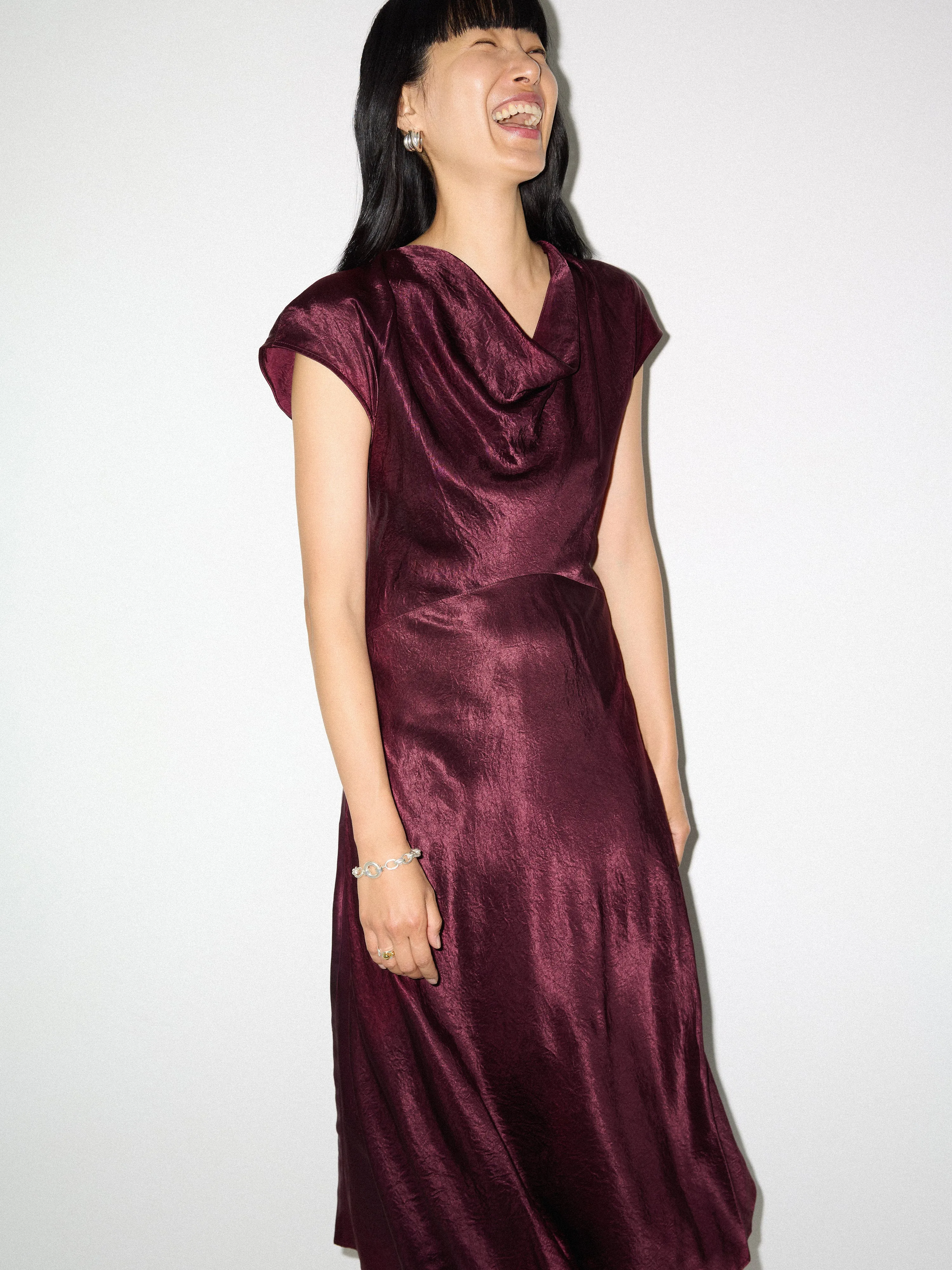 Textured Cowl Neck Dress | Burgundy sold by Jigsaw product image thumbnail 2